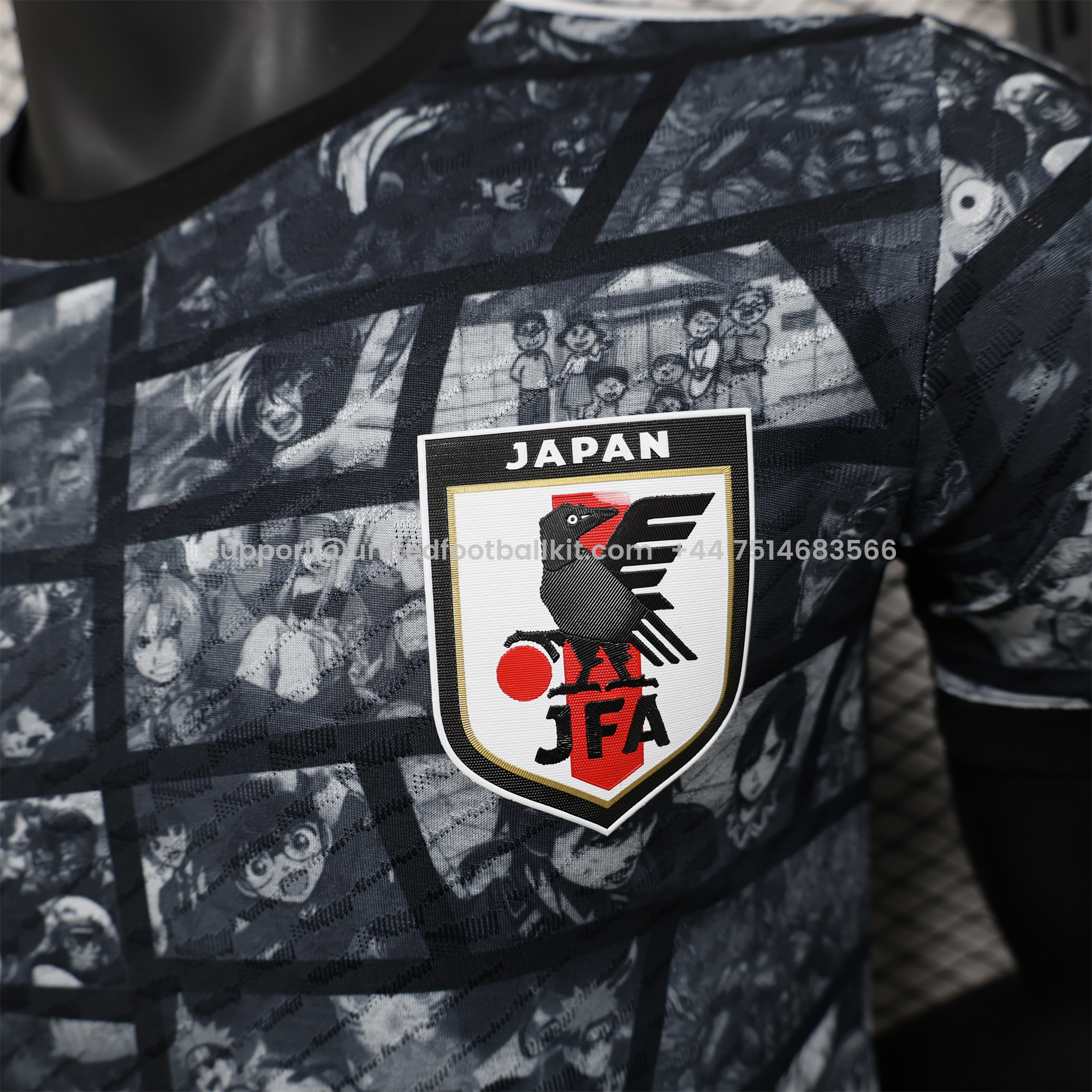 Unitedfootballkit.com | Japan 2024 Black Doraemon Grid Jersey - Player Version -Customize Name, Number and Patch | Worldwide Shipping