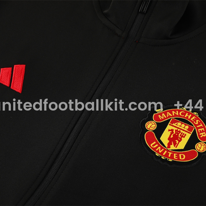 Unitedfootballkit.com | Manchester United 24-25 Jacket Training Tracksuit - Black -Customize Name, Number and Patch | Worldwide Shipping