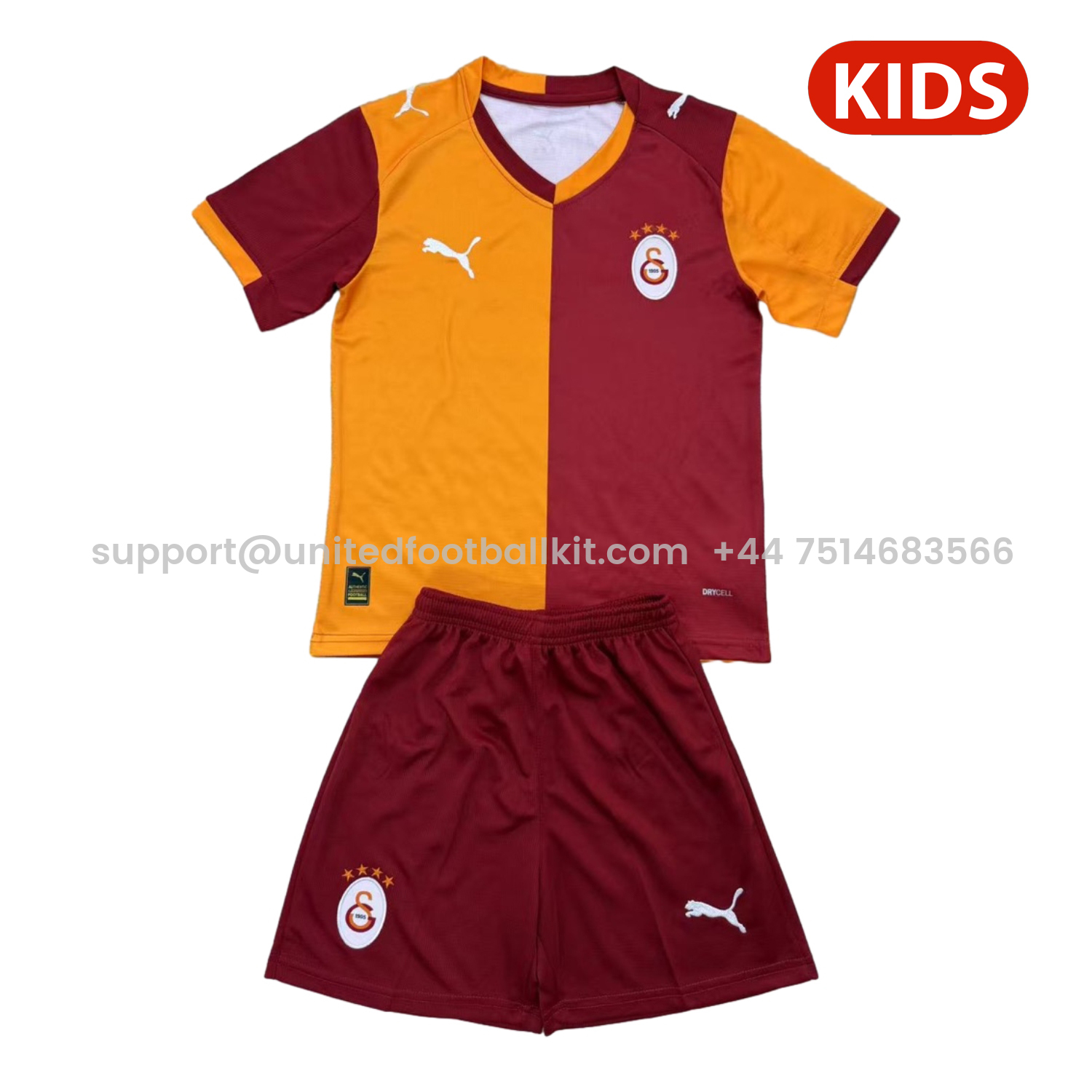 Unitedfootballkit.com | Galatasaray 25-26 Home Unsponsored Kids Kit -Customize Name, Number and Patch | Worldwide Shipping