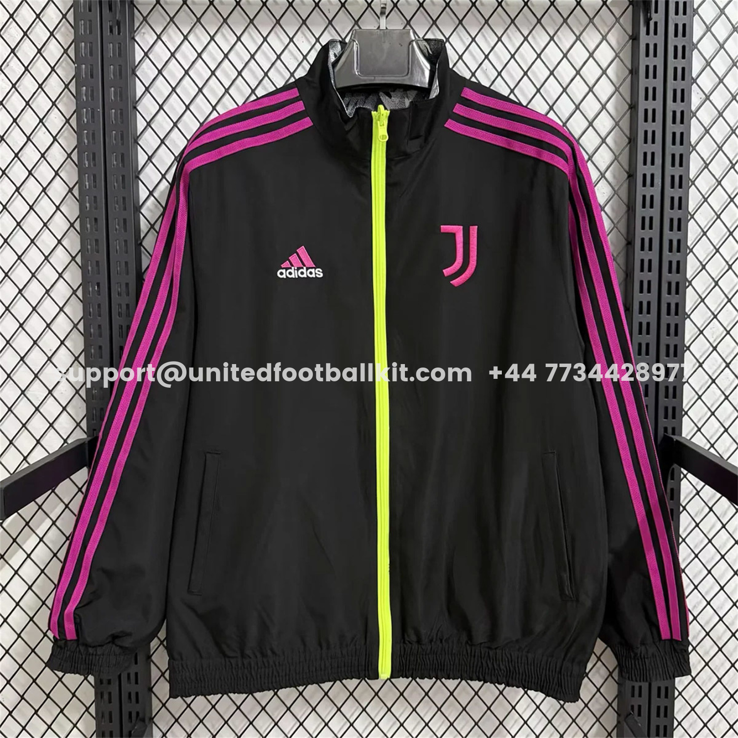 Unitedfootballkit.com | Juventus 25-26 Double Sided Reversible Windbreaker - Black & Grey -Customize Name, Number and Patch | Worldwide Shipping