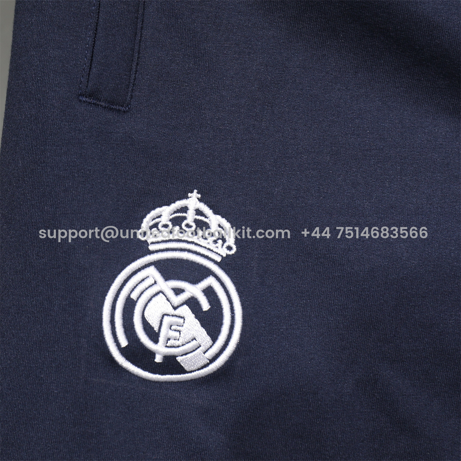 Unitedfootballkit.com | Real Madrid 25-26 Pure Color Training Hoodie Set - Deep Blue Hoodie and Deep Blue Pants -Customize Name, Number and Patch | Worldwide Shipping