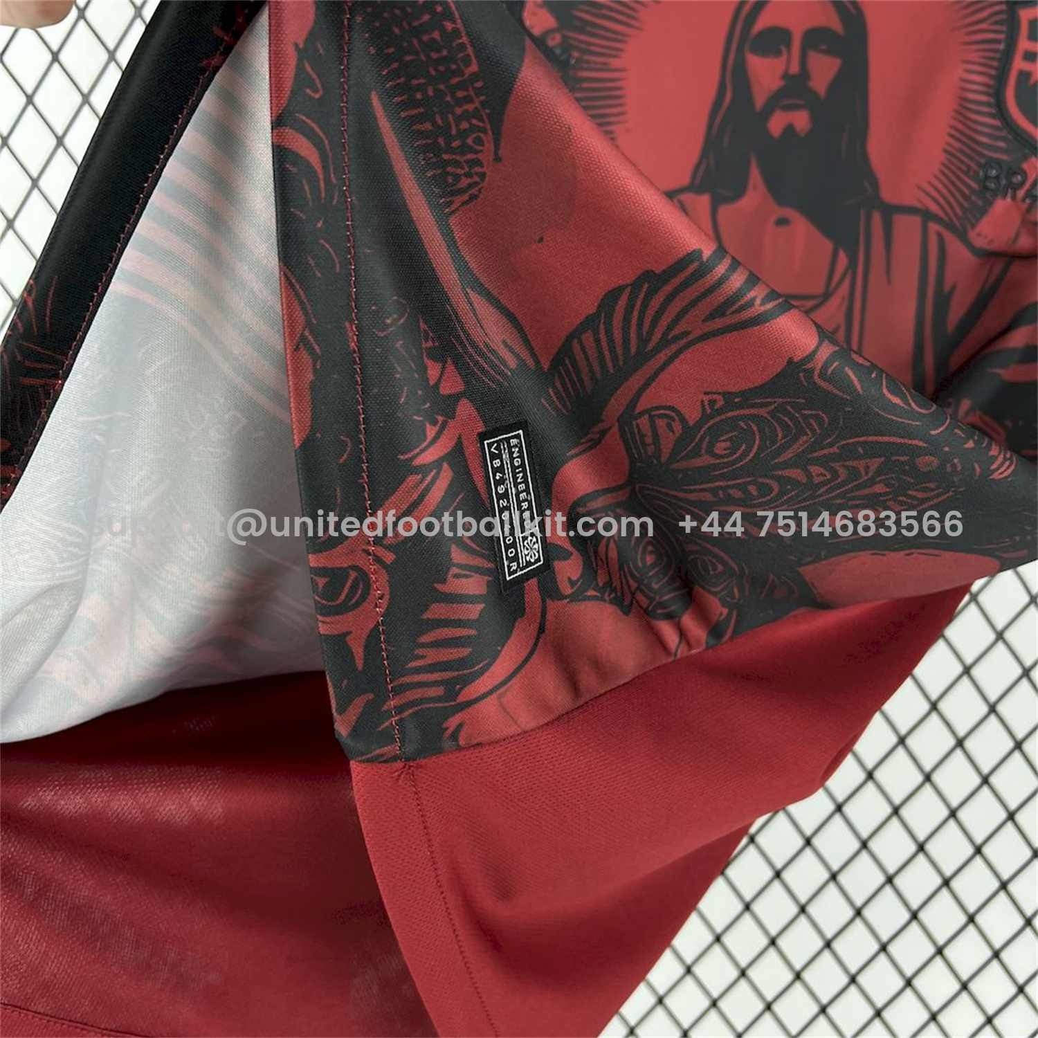 Unitedfootballkit.com | Brazil 25-26 Jordan Black Jesus Statue Red Special Jersey - Fans Version -Customize Name, Number and Patch | Worldwide Shipping