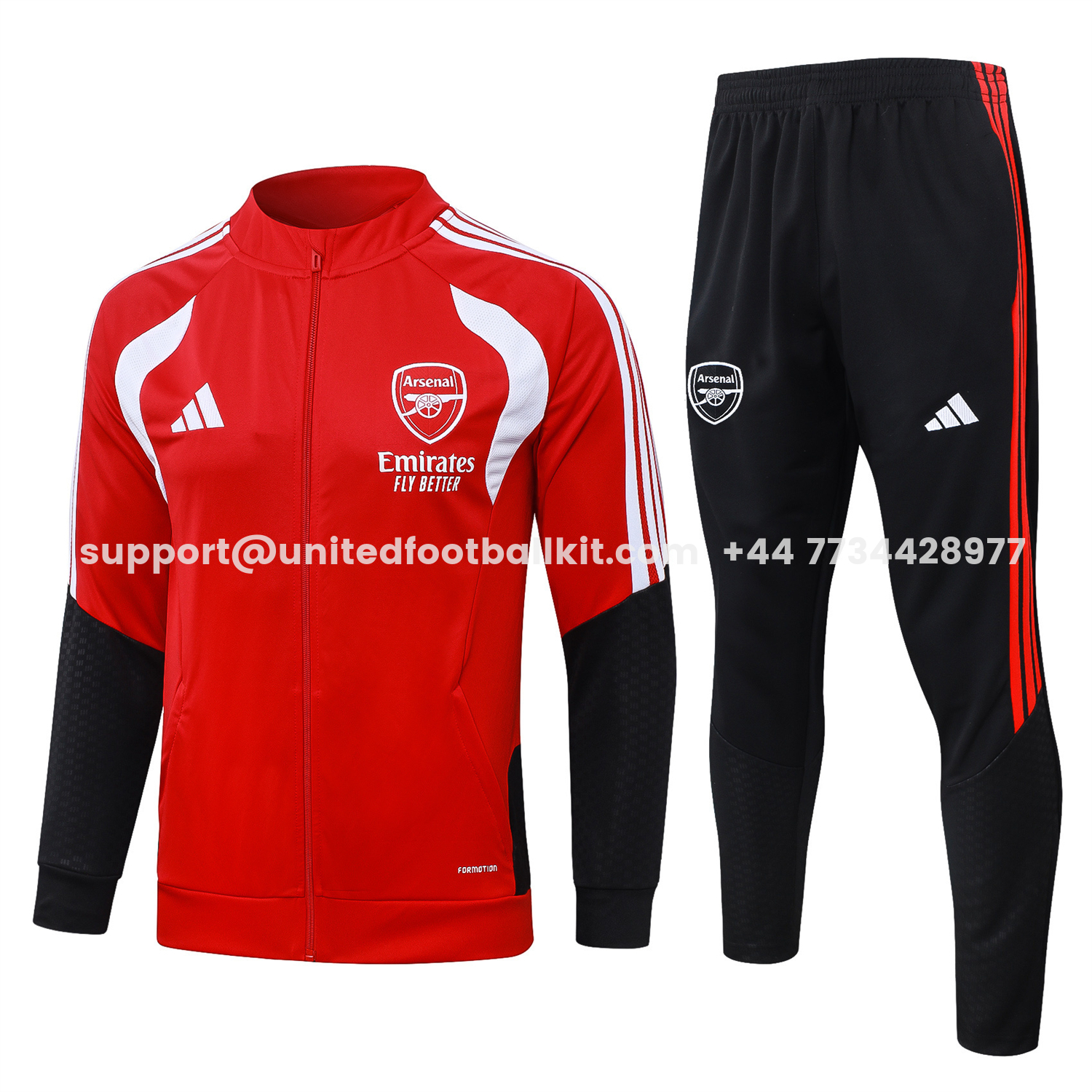 Unitedfootballkit.com | Arsenal 26-27 Jacket Training Tracksuit - Red Jackets & Black Pants -Customize Name, Number and Patch | Worldwide Shipping