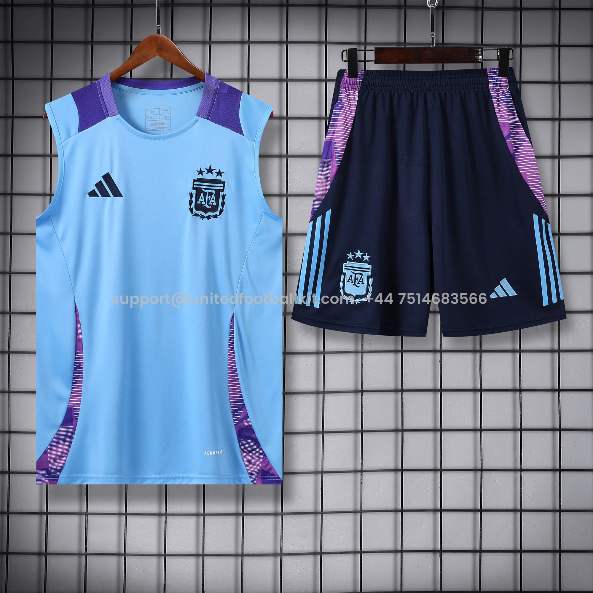 Unitedfootballkit.com | Argentina 24-25 Vest Training Set - Blue Vest & Deep Blue Shorts -Customize Name, Number and Patch | Worldwide Shipping