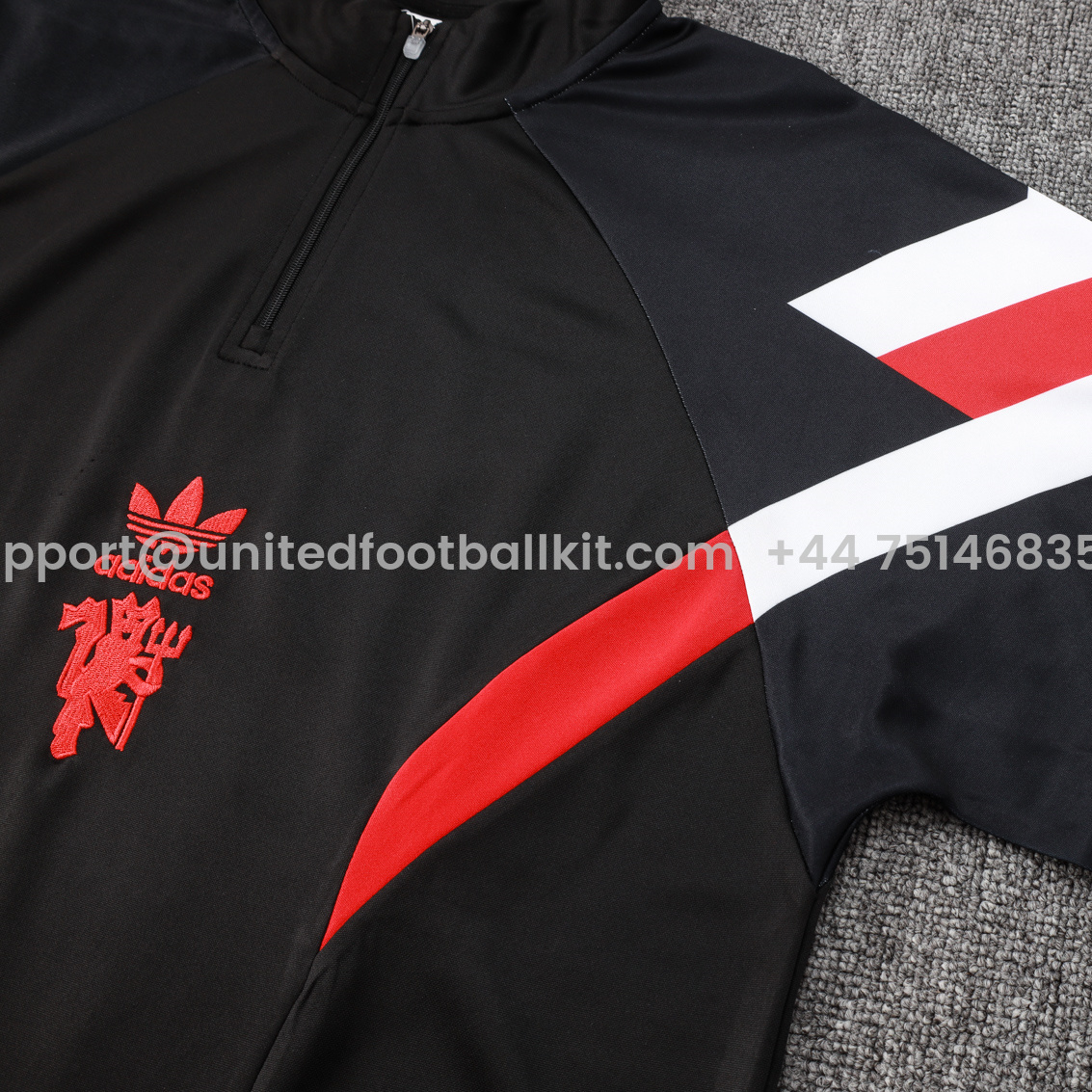Unitedfootballkit.com | Manchester United 24-25 Originals LFSTLR Long Sleeve Training Set - Black -Customize Name, Number and Patch | Worldwide Shipping