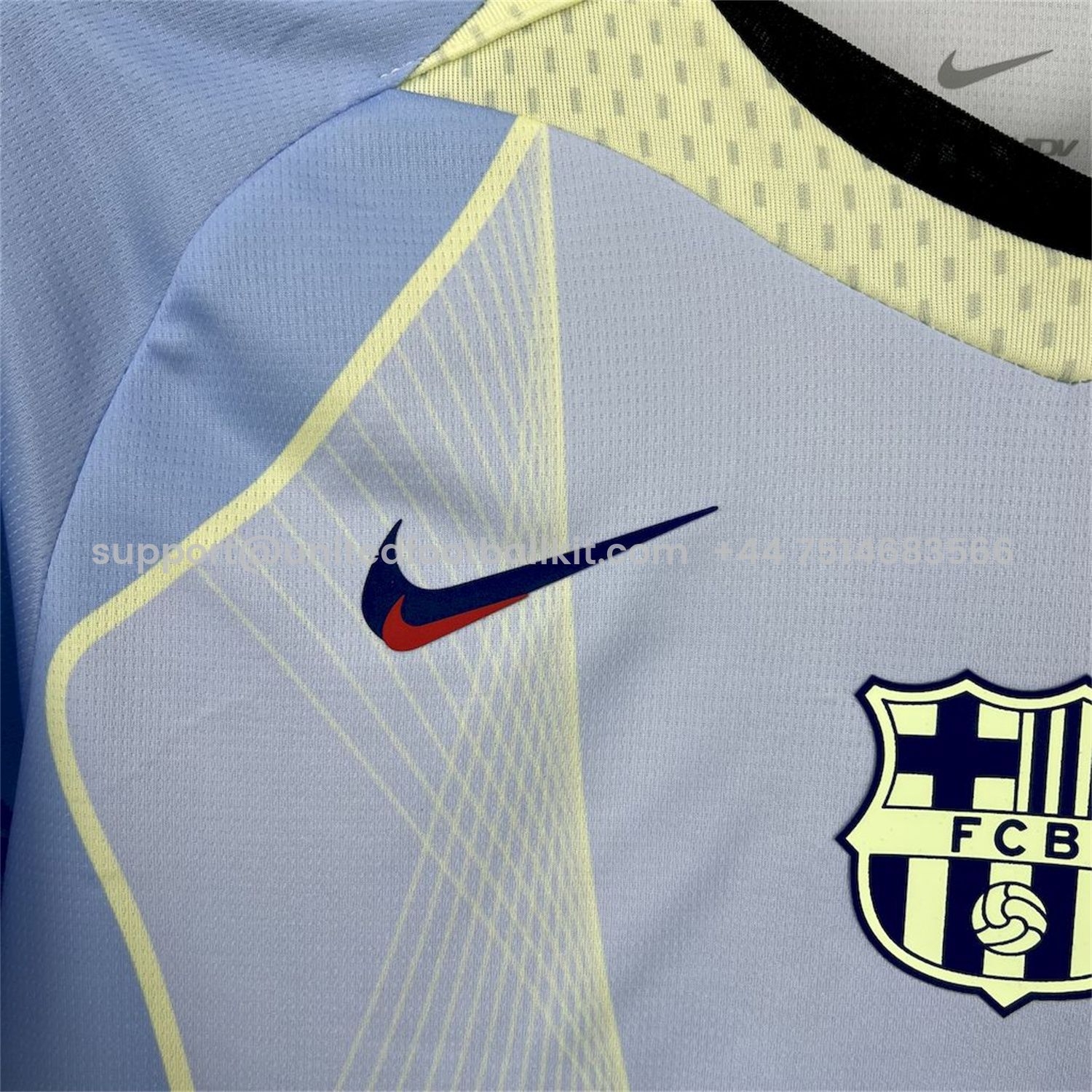 Unitedfootballkit.com | Barcelona 25-26 T90 Yellow Lines Light Blue Special Jersey - Fans Version -Customize Name, Number and Patch | Worldwide Shipping