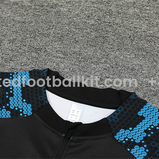 Unitedfootballkit.com | Napoli 24-25 Long Sleeve Training Set - Black Blue -Customize Name, Number and Patch | Worldwide Shipping
