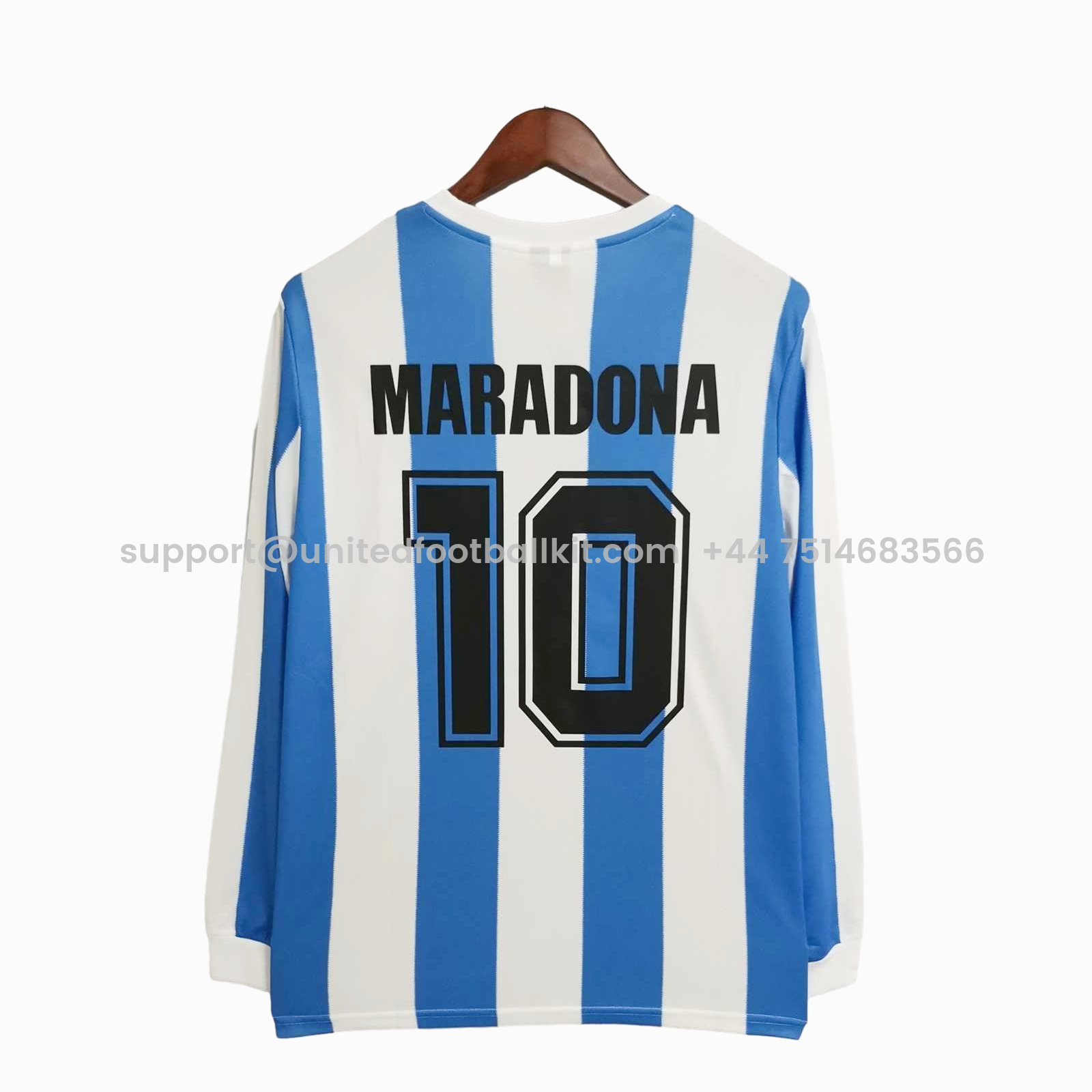 Unitedfootballkit.com | Retro Argentina 1986 Home Stadium Long Sleeve Jersey -Customize Name, Number and Patch | Worldwide Shipping