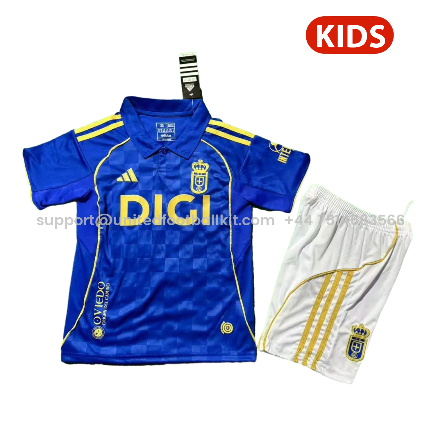 Unitedfootballkit.com | Oviedo 25-26 Home Kids Kit -Customize Name, Number and Patch | Worldwide Shipping