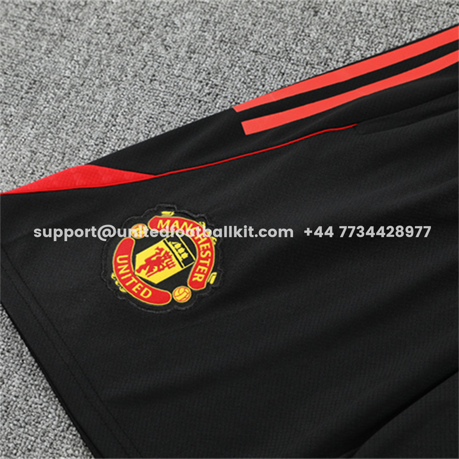Unitedfootballkit.com | Manchester United 25-26 Kids Short-Sleeve Training Set - Red Camouflage Top & Black Shorts -Customize Name, Number and Patch | Worldwide Shipping