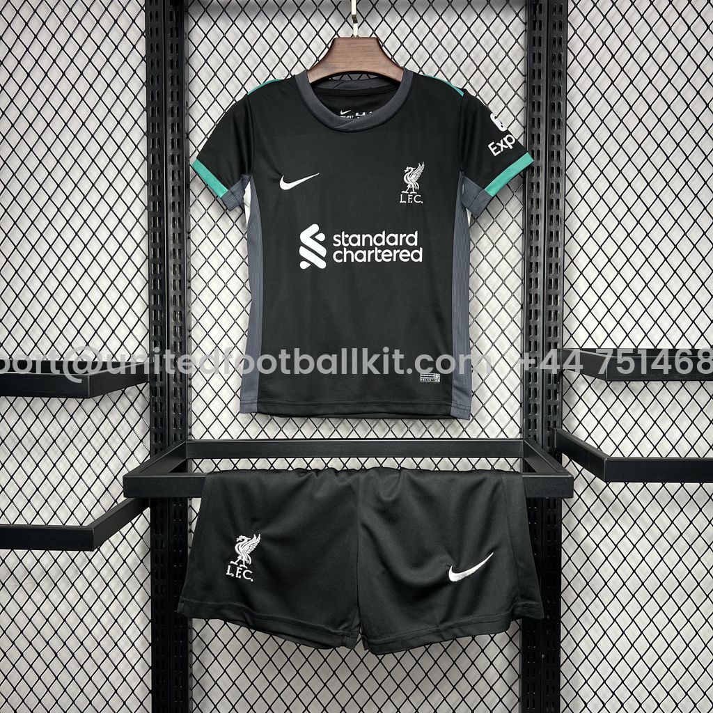 Unitedfootballkit.com | Liver.pool 24-25 Away Kids Kit -Customize Name, Number and Patch | Worldwide Shipping