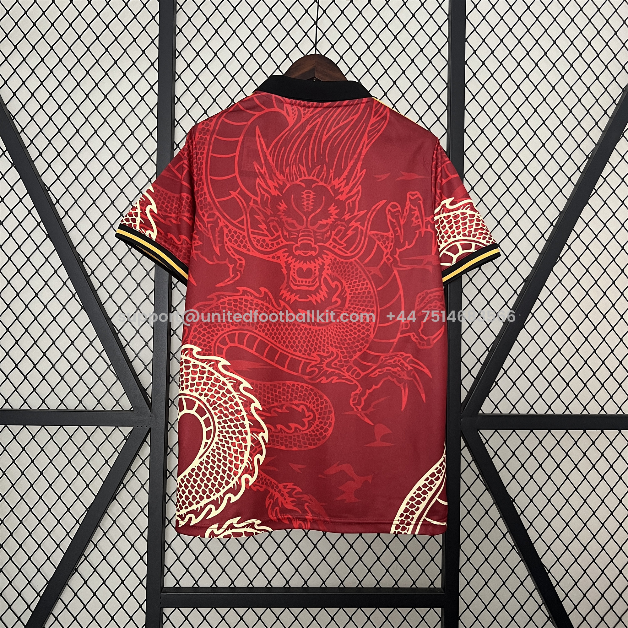 Unitedfootballkit.com | Real Madrid 24-25 Red Colorful Dragon Speical Jersey - Fans Version -Customize Name, Number and Patch | Worldwide Shipping
