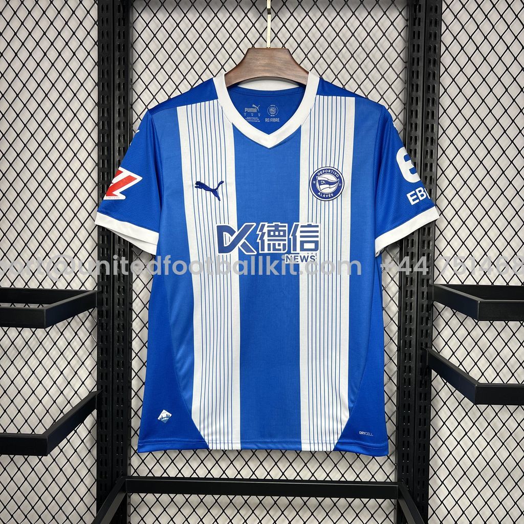 Unitedfootballkit.com | Deportivo Alavés 24-25 Home Stadium Jersey - Fans Version -Customize Name, Number and Patch | Worldwide Shipping