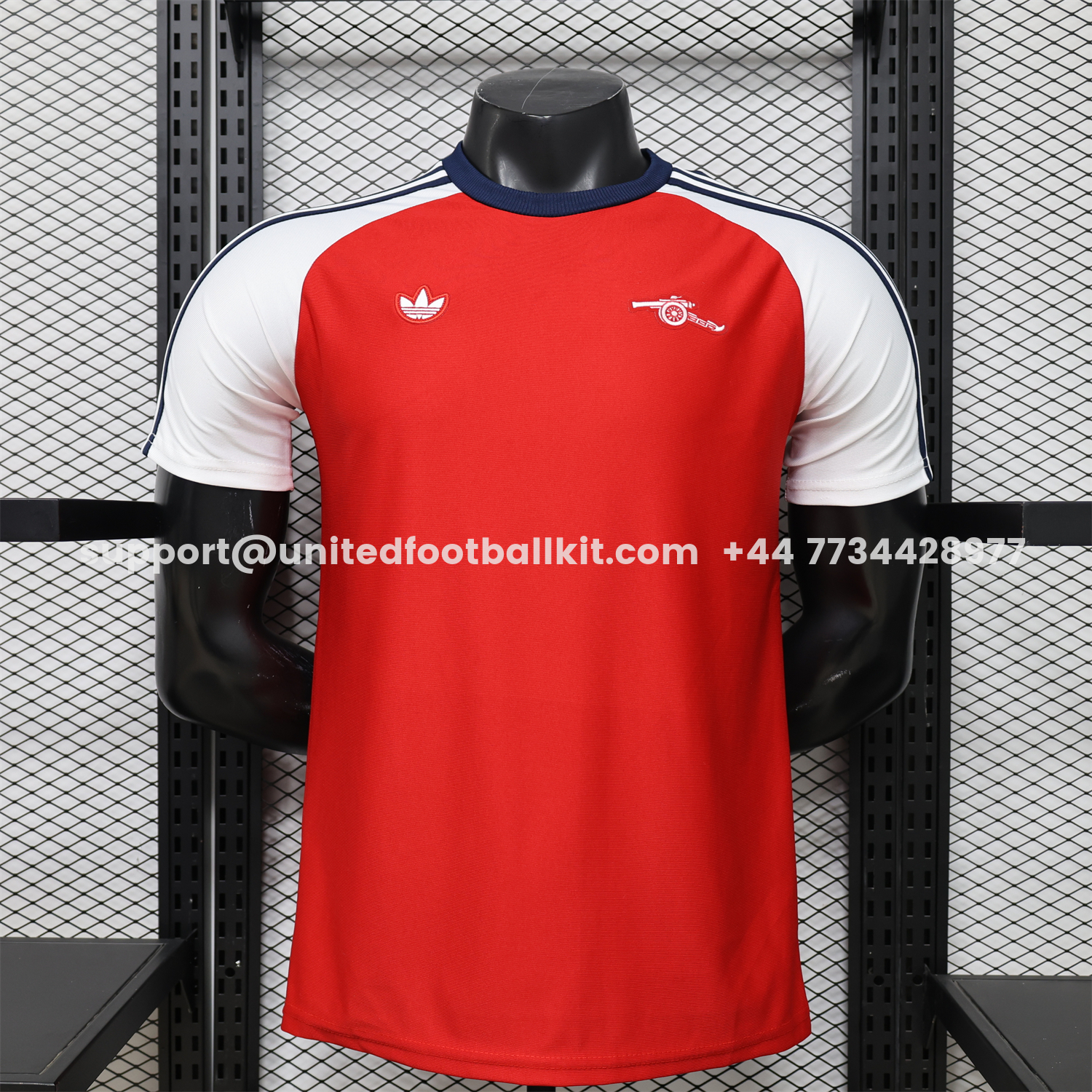 Unitedfootballkit.com | Arsenal 25-26 Red With White Casual Jersey - Player Version -Customize Name, Number and Patch | Worldwide Shipping