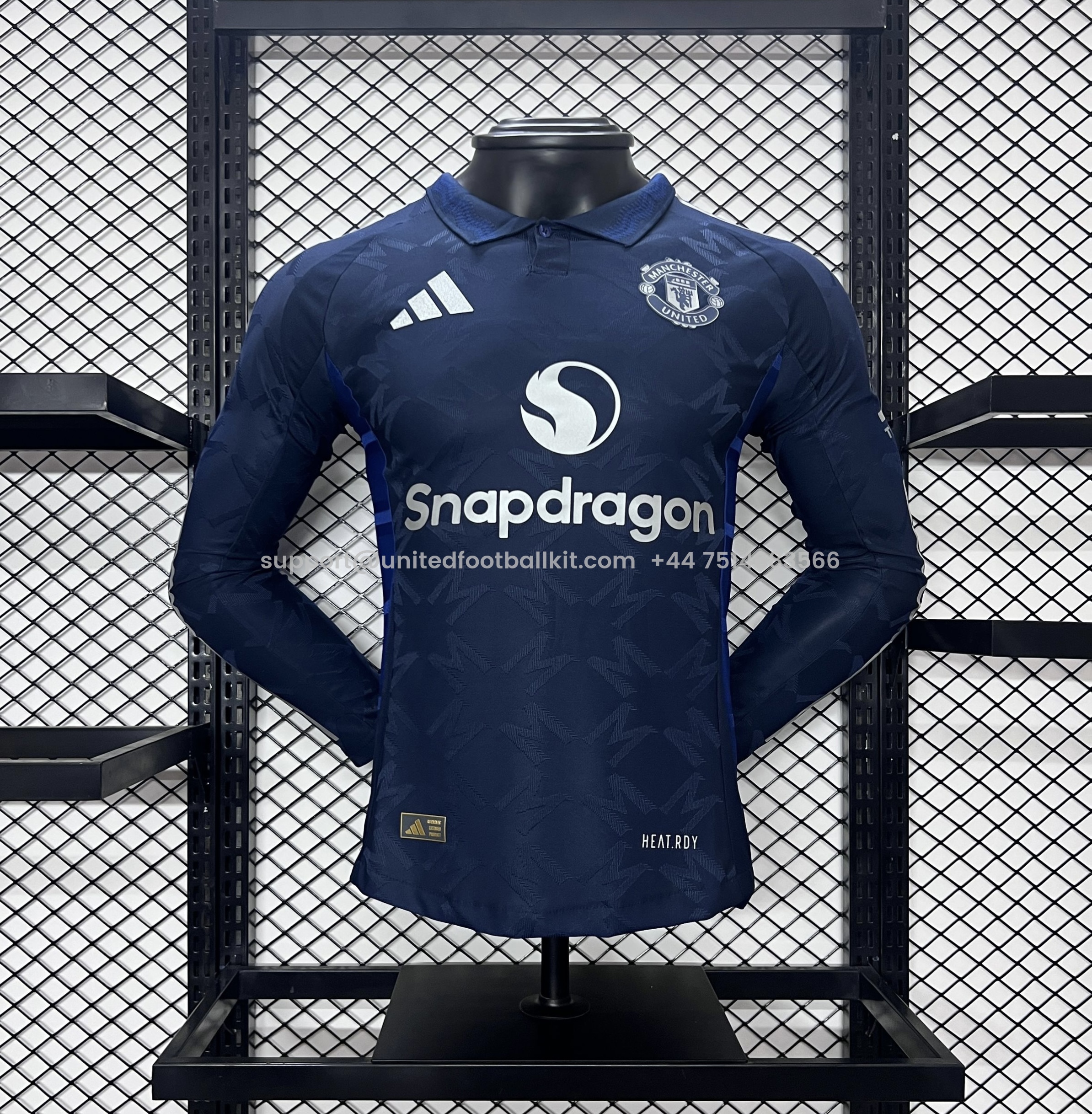Unitedfootballkit.com | Manchester United 24-25 Away Long Sleeve Jersey - Player Version -Customize Name, Number and Patch | Worldwide Shipping