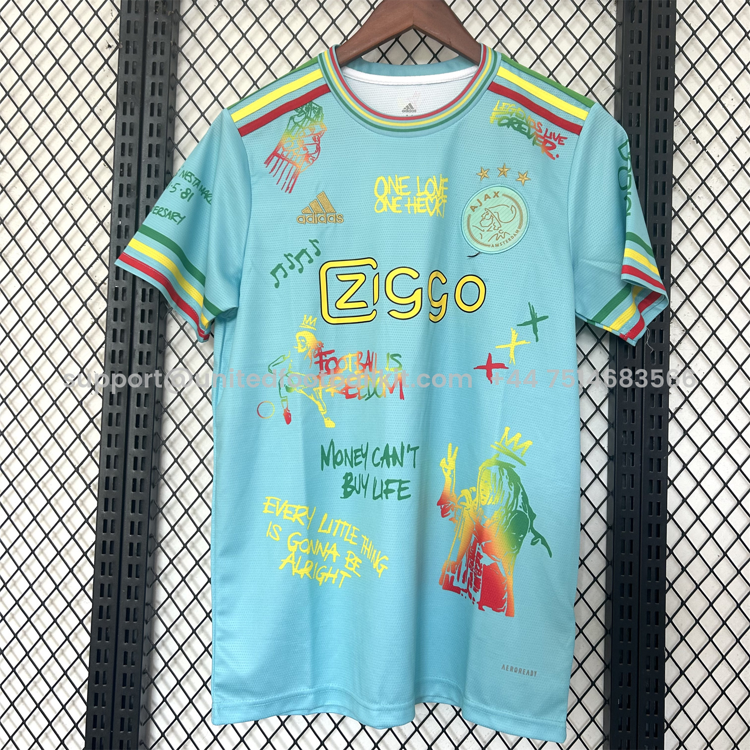 Unitedfootballkit.com | Ajax x B-O-B Marly 25-26 Light Blue Special Edition Jersey - Fans Version -Customize Name, Number and Patch | Worldwide Shipping
