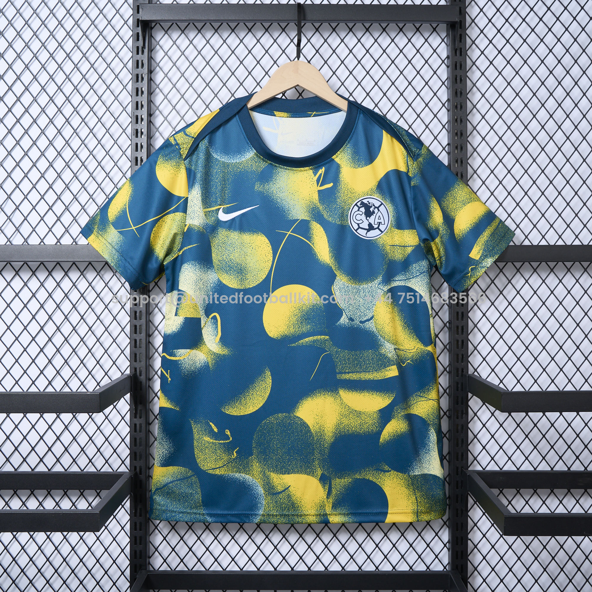 Unitedfootballkit.com | Club América 24-25 Yellow Pre-match Training Jersey - Fans Version -Customize Name, Number and Patch | Worldwide Shipping