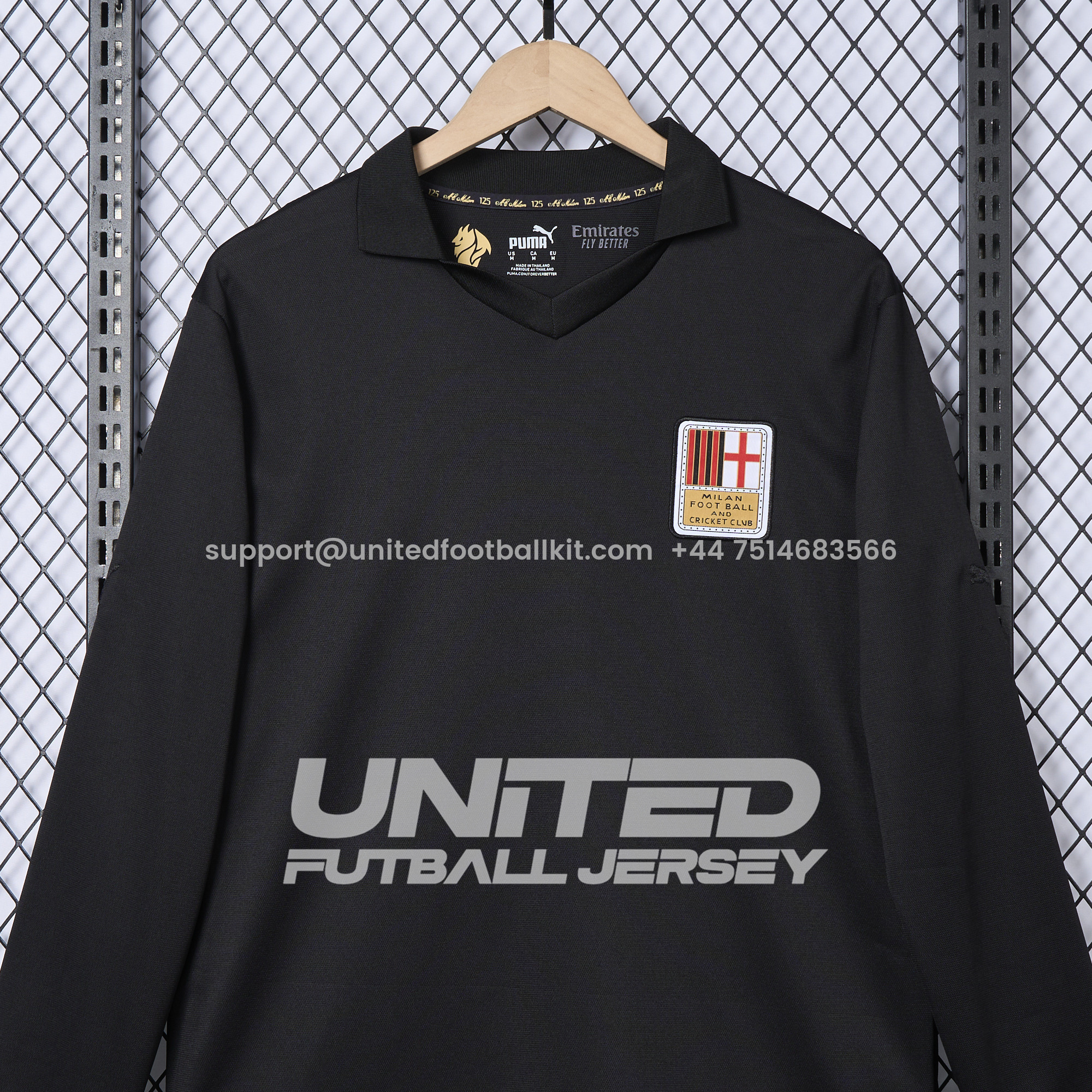 Unitedfootballkit.com | AC Milan 24-25 125th Anniversary Long Sleeves Black GK Jersey - Fans Version -Customize Name, Number and Patch | Worldwide Shipping