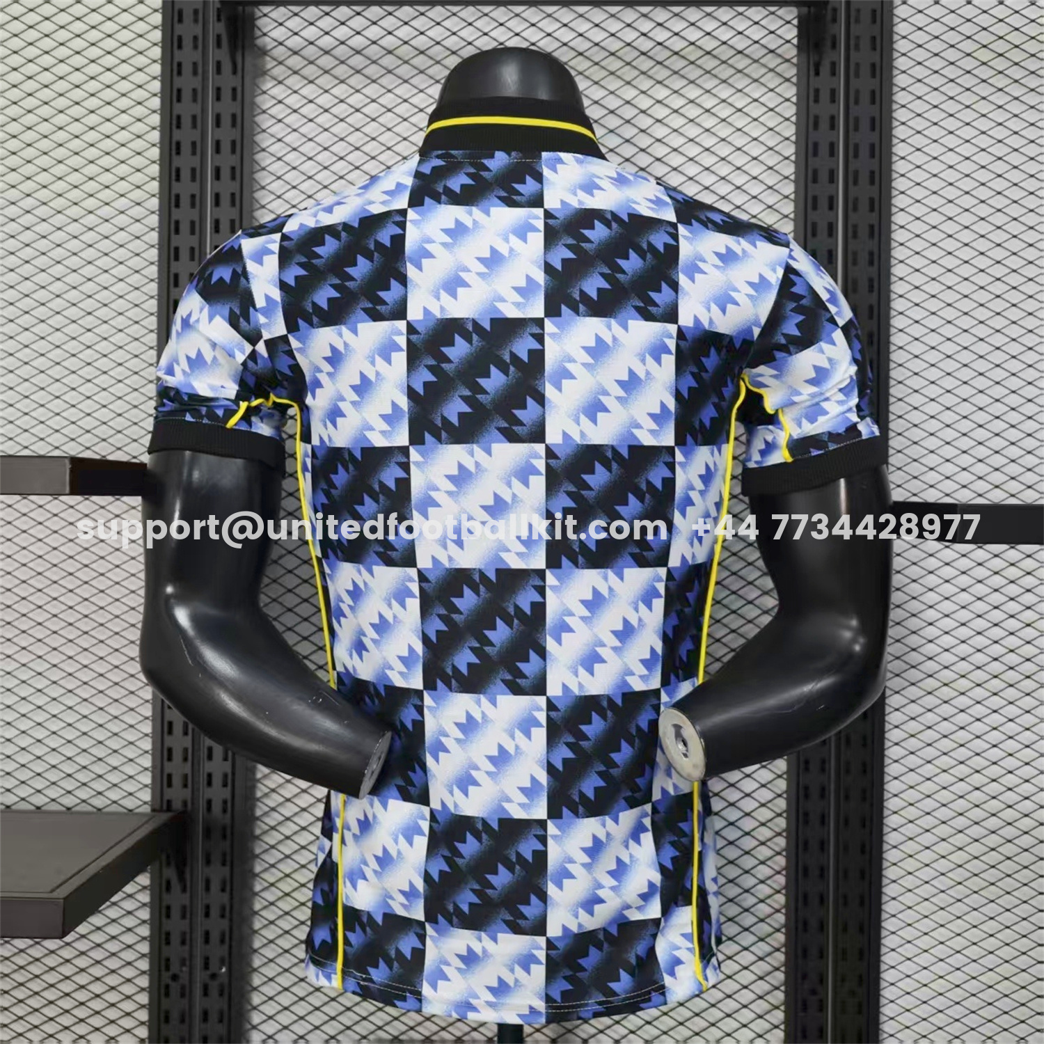 Unitedfootballkit.com | Manchester United 25-26 Blue And Black Checkerboard Special Jersey - Player Version -Customize Name, Number and Patch | Worldwide Shipping