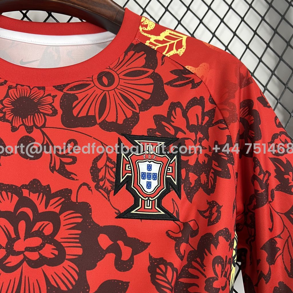 Unitedfootballkit.com | Portugal 2024-25 Red Flower Special Edition Jersey - Fans Version -Customize Name, Number and Patch | Worldwide Shipping