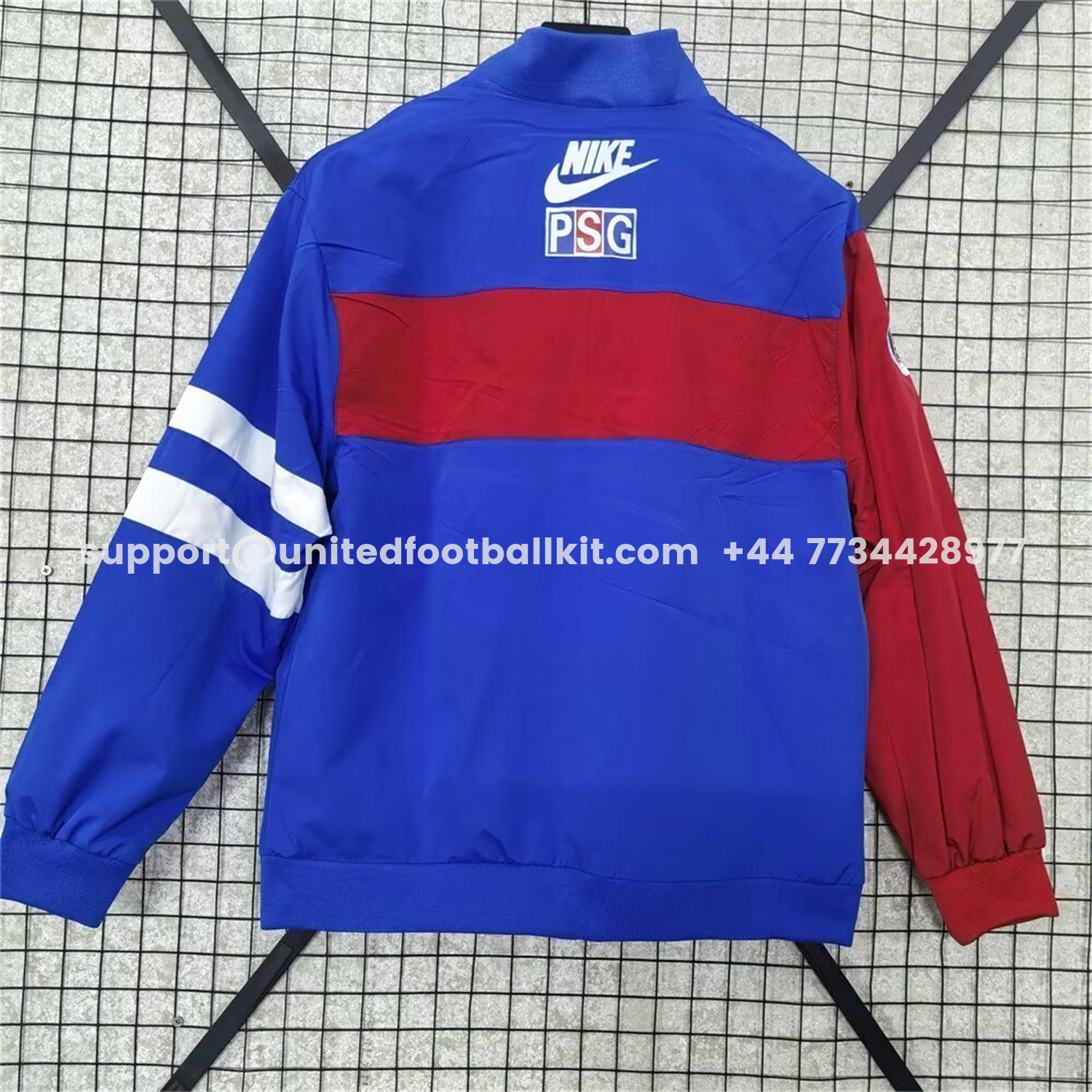 Unitedfootballkit.com | Retro Paris Saint-Germain PSG 1996-97 Red Blue Windbreaker Jacket -Customize Name, Number and Patch | Worldwide Shipping
