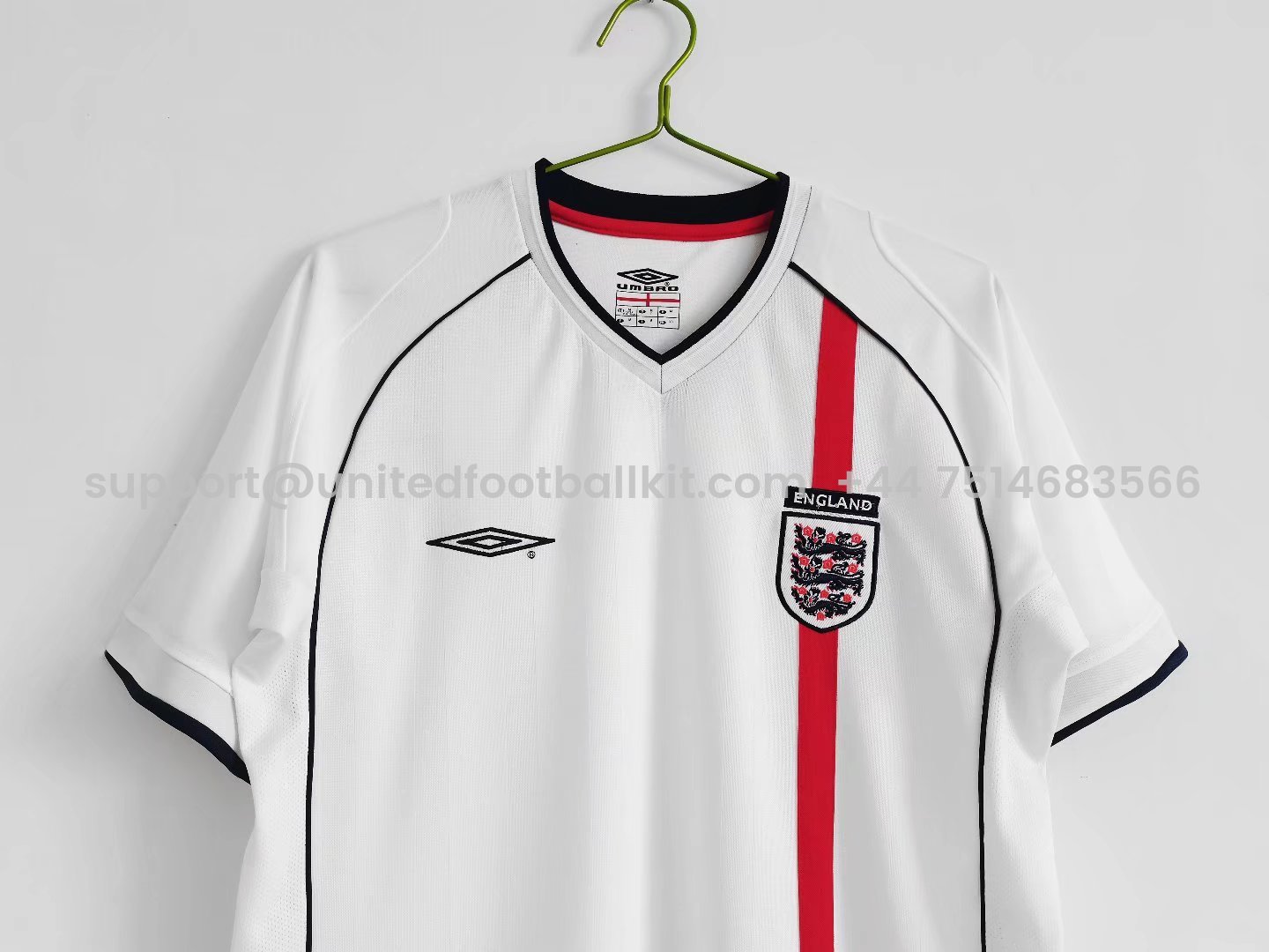 Unitedfootballkit.com | Retro England 2002 Home Stadium Jersey -Customize Name, Number and Patch | Worldwide Shipping