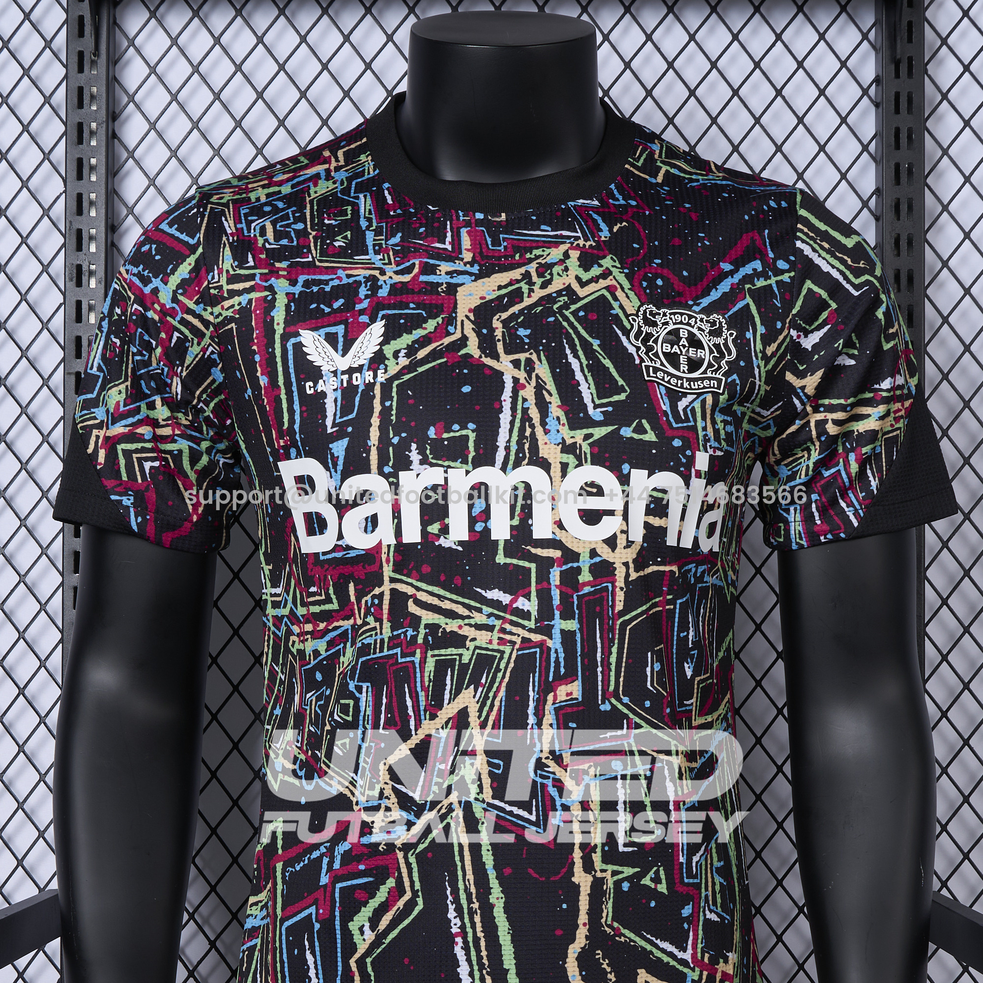 Unitedfootballkit.com | Bayer 04 Leverkusen 24-25 Black Graffiti Special Edition Jersey - Player Version -Customize Name, Number and Patch | Worldwide Shipping