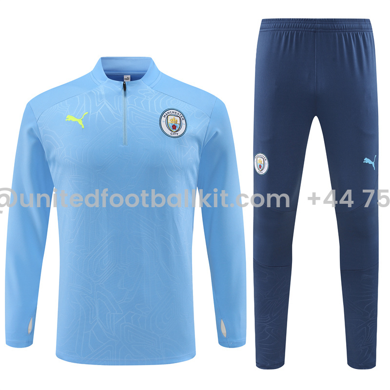 Unitedfootballkit.com | Manchester City 24-25 Long Sleeve Training Set - Light Blue -Customize Name, Number and Patch | Worldwide Shipping