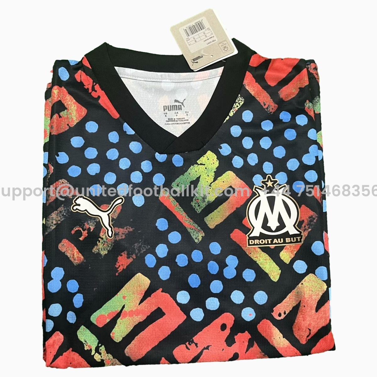 Unitedfootballkit.com | Marseille 24-25 Black Graffiti Pre-match Training Jersey - Fans Version -Customize Name, Number and Patch | Worldwide Shipping