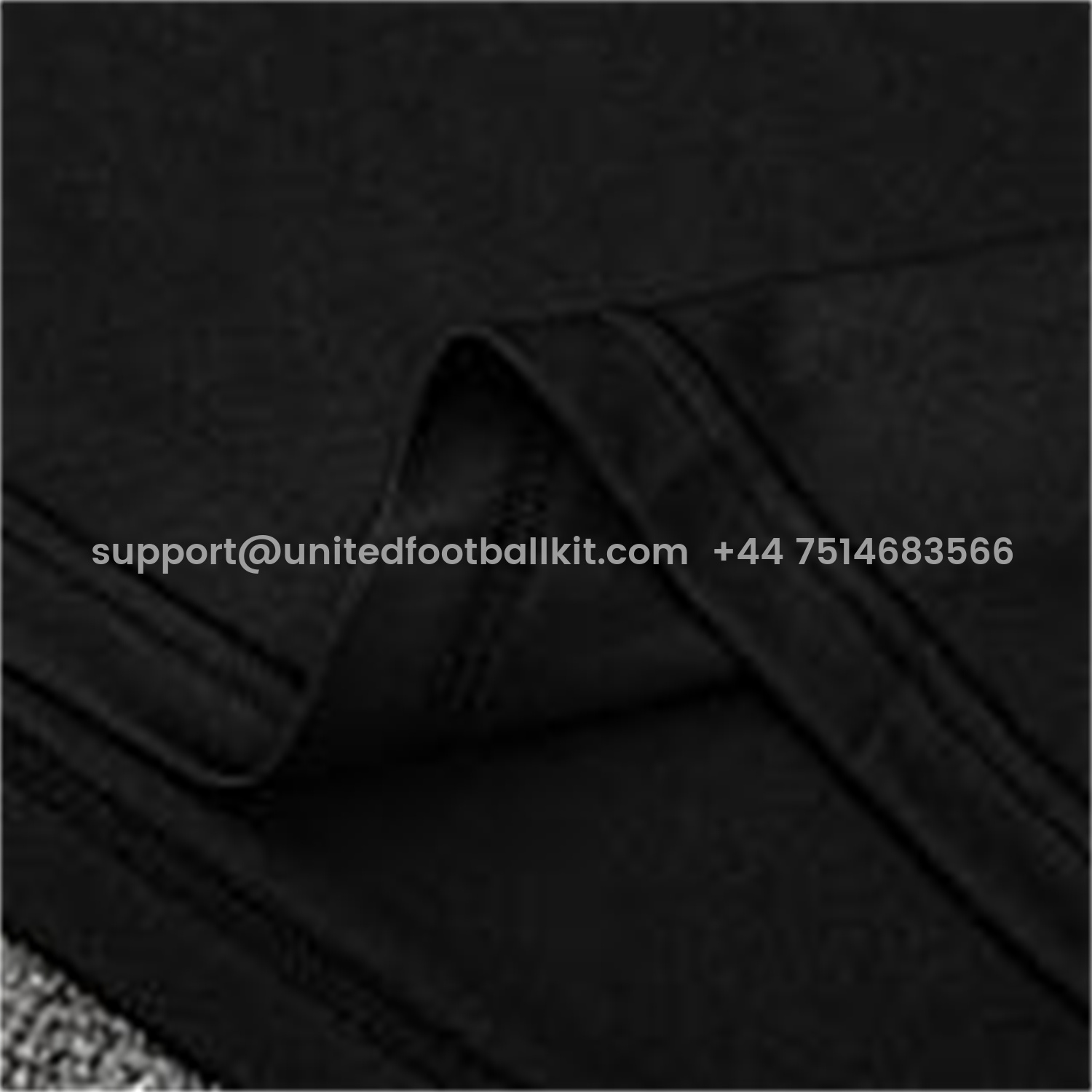 Unitedfootballkit.com | Real Madrid 25-26 Short-Sleeve Training Set - Light Grey Stripes Black Top & Black Shorts -Customize Name, Number and Patch | Worldwide Shipping