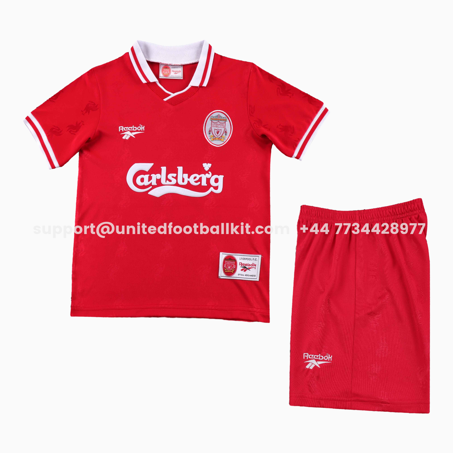 Unitedfootballkit.com | Retro Liver.pool 1996-97 Home Kids Kit -Customize Name, Number and Patch | Worldwide Shipping