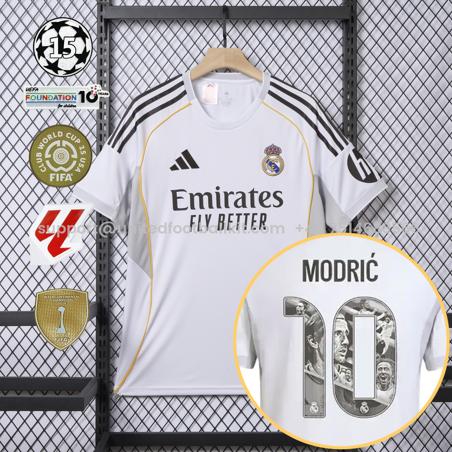 Unitedfootballkit.com | Real Madrid 25-26 Home Modrić Limited Edition Jersey - Fans Version -Customize Name, Number and Patch | Worldwide Shipping