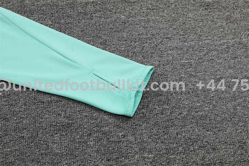 Unitedfootballkit.com | Real Madrid 24-25 Long Sleeve Training Set - Light Green -Customize Name, Number and Patch | Worldwide Shipping