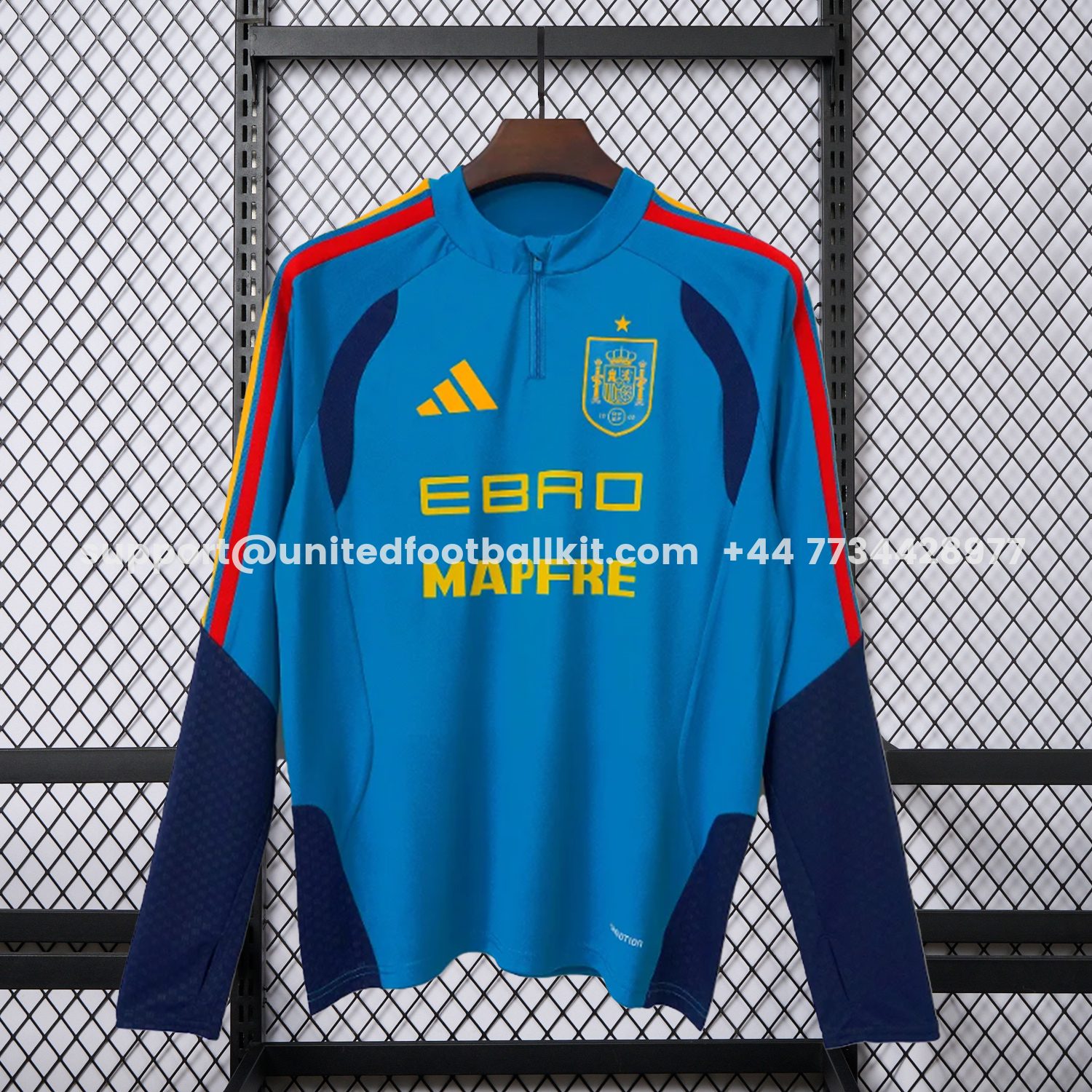 Unitedfootballkit.com | Spain 2026 Blue Long Sleeves Training Jersey - Fans Version -Customize Name, Number and Patch | Worldwide Shipping