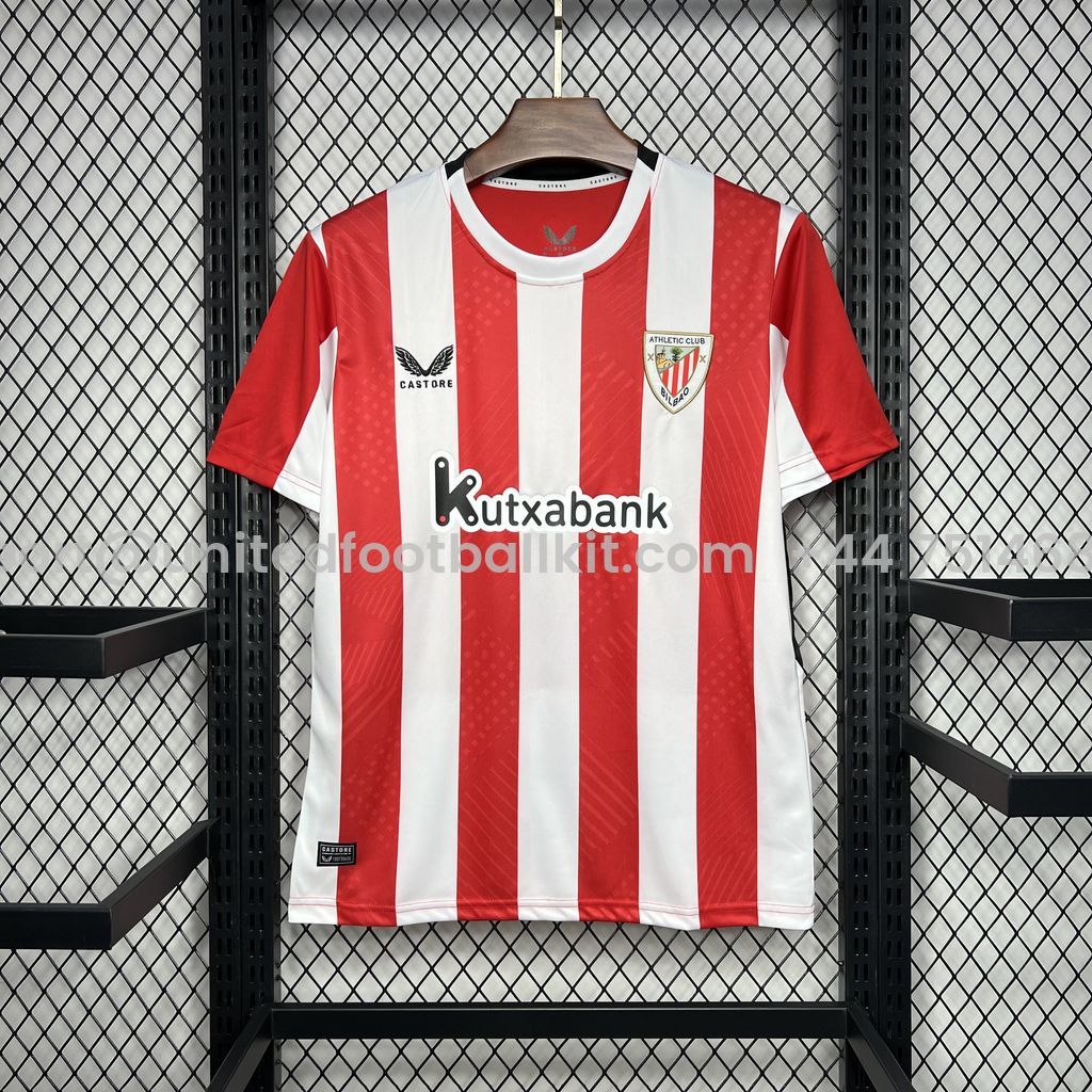 Unitedfootballkit.com | Athletic Bilbao 24-25 Home Stadium Jersey - Fans Version -Customize Name, Number and Patch | Worldwide Shipping