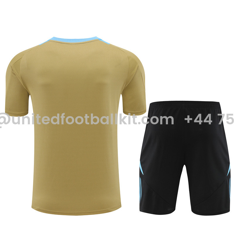 Unitedfootballkit.com | Argentina 2024 Short-Sleeve Training Set - Gold -Customize Name, Number and Patch | Worldwide Shipping