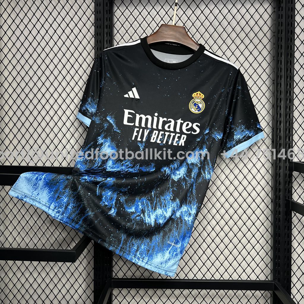 Unitedfootballkit.com | Real Madrid 24-25 Ocean Blue Special Edition Jersey - Fans Version -Customize Name, Number and Patch | Worldwide Shipping