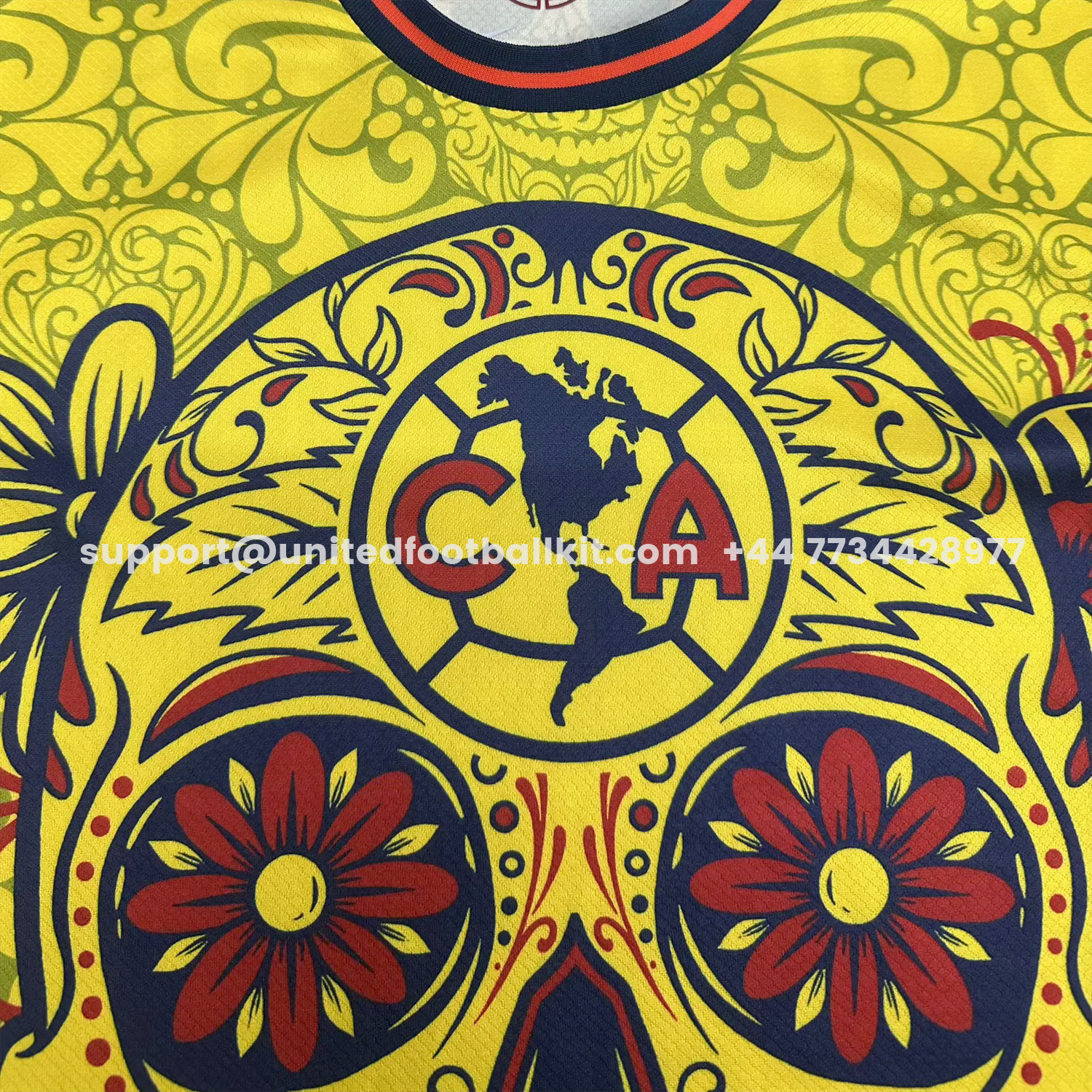 Unitedfootballkit.com | Club América 25-26 Día de Muertos Yellow Jersey - Fans Version -Customize Name, Number and Patch | Worldwide Shipping
