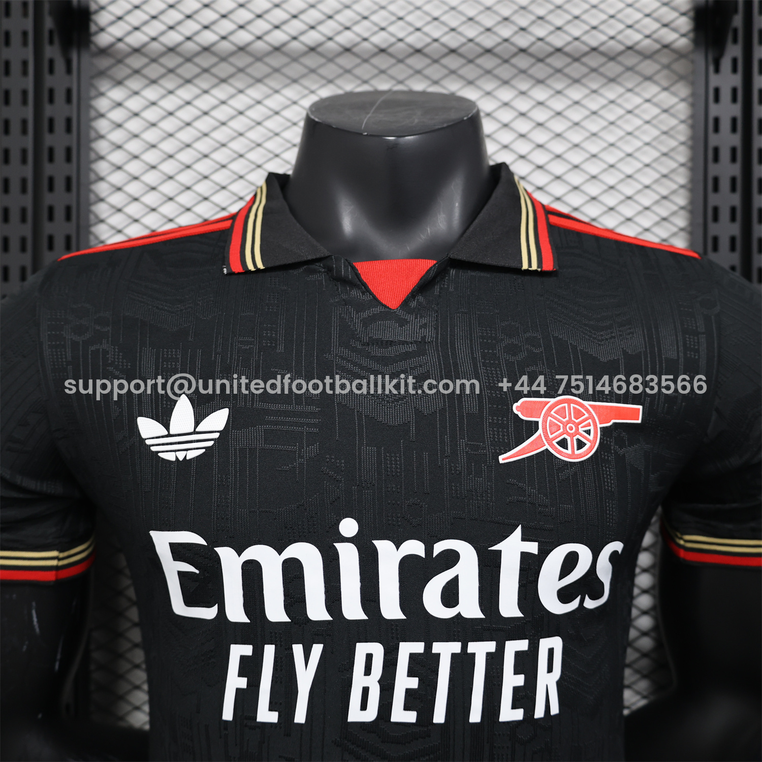 Unitedfootballkit.com | Arsenal 25-26 Black POLO Throwback Trefoil Jersey - Player Version -Customize Name, Number and Patch | Worldwide Shipping