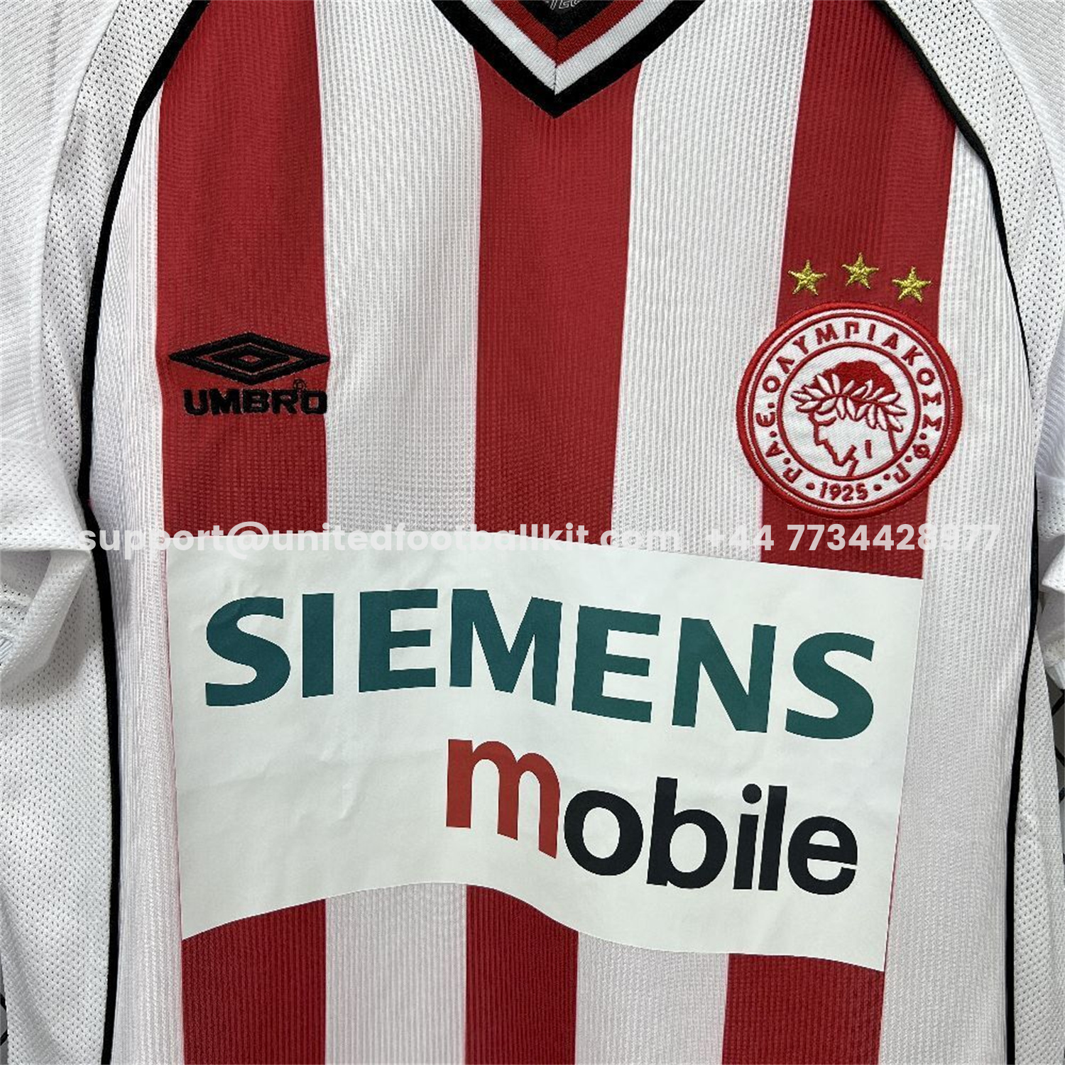 Unitedfootballkit.com | Retro Olympiacos 2001-02 Home Jersey -Customize Name, Number and Patch | Worldwide Shipping