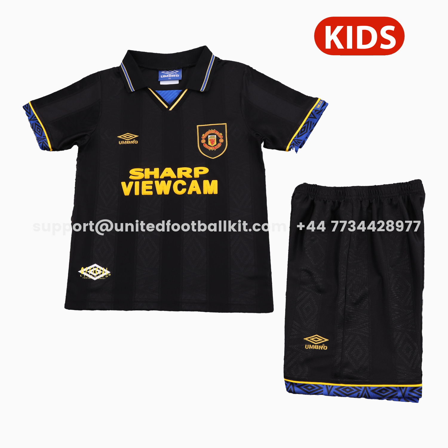 Unitedfootballkit.com | Retro Manchester United 93-95 Away Kids Kit -Customize Name, Number and Patch | Worldwide Shipping