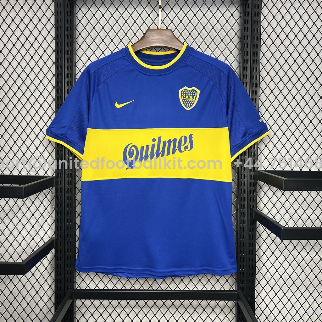 Unitedfootballkit.com | Retro Boca Juniors 2000-01 Home Jersey -Customize Name, Number and Patch | Worldwide Shipping