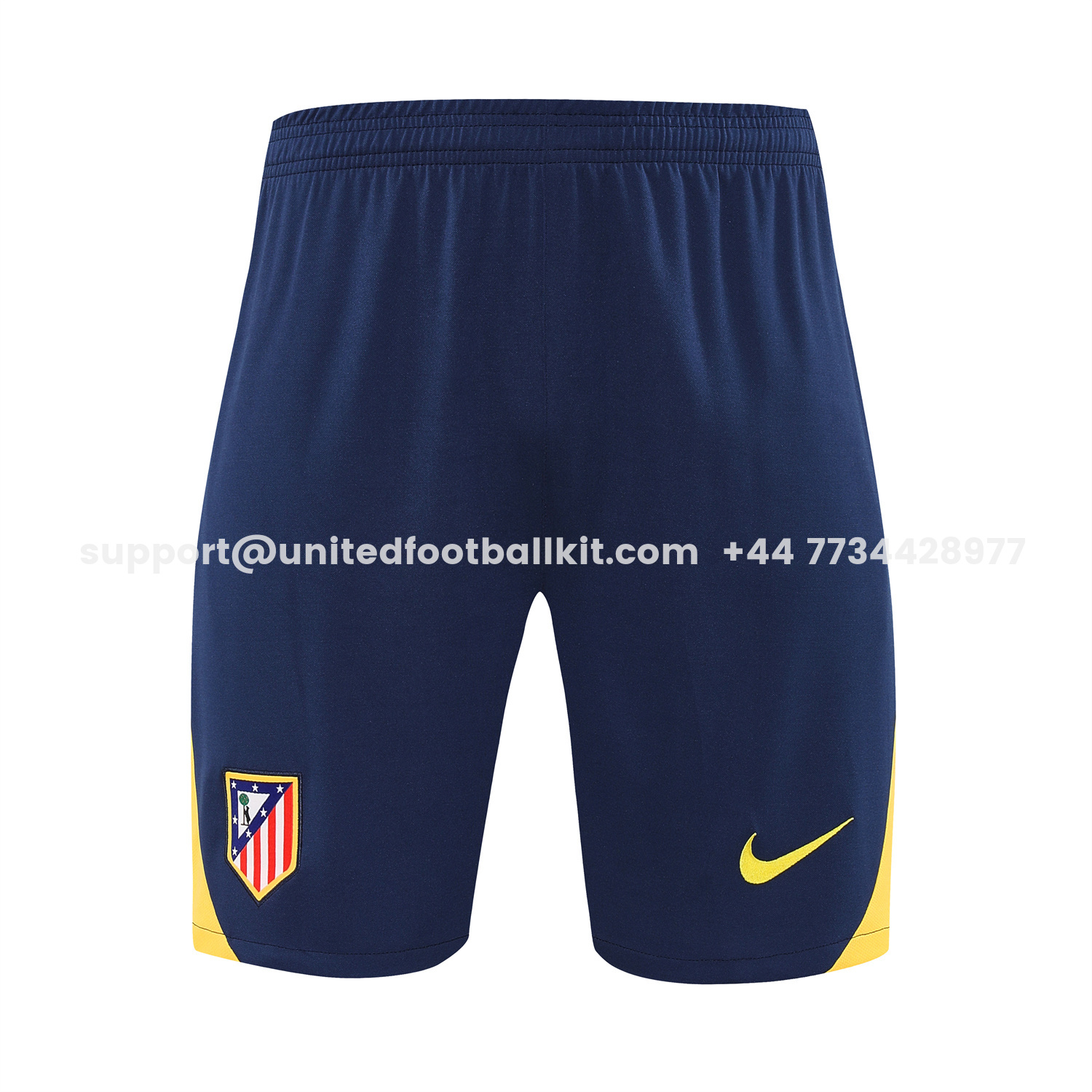 Unitedfootballkit.com | Atletico Madrid Short-Sleeve Training Set - Blue Yellow Top & Blue Shorts -Customize Name, Number and Patch | Worldwide Shipping