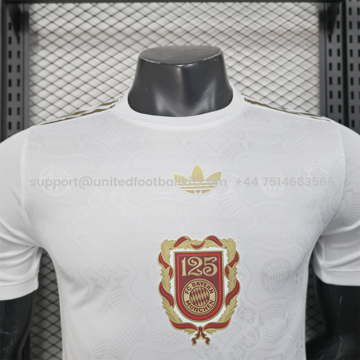 Unitedfootballkit.com | Bayern Munich 2025 White 125th Anniversary Jersey - with 125th Patch on Back - Player Version -Customize Name, Number and Patch | Worldwide Shipping