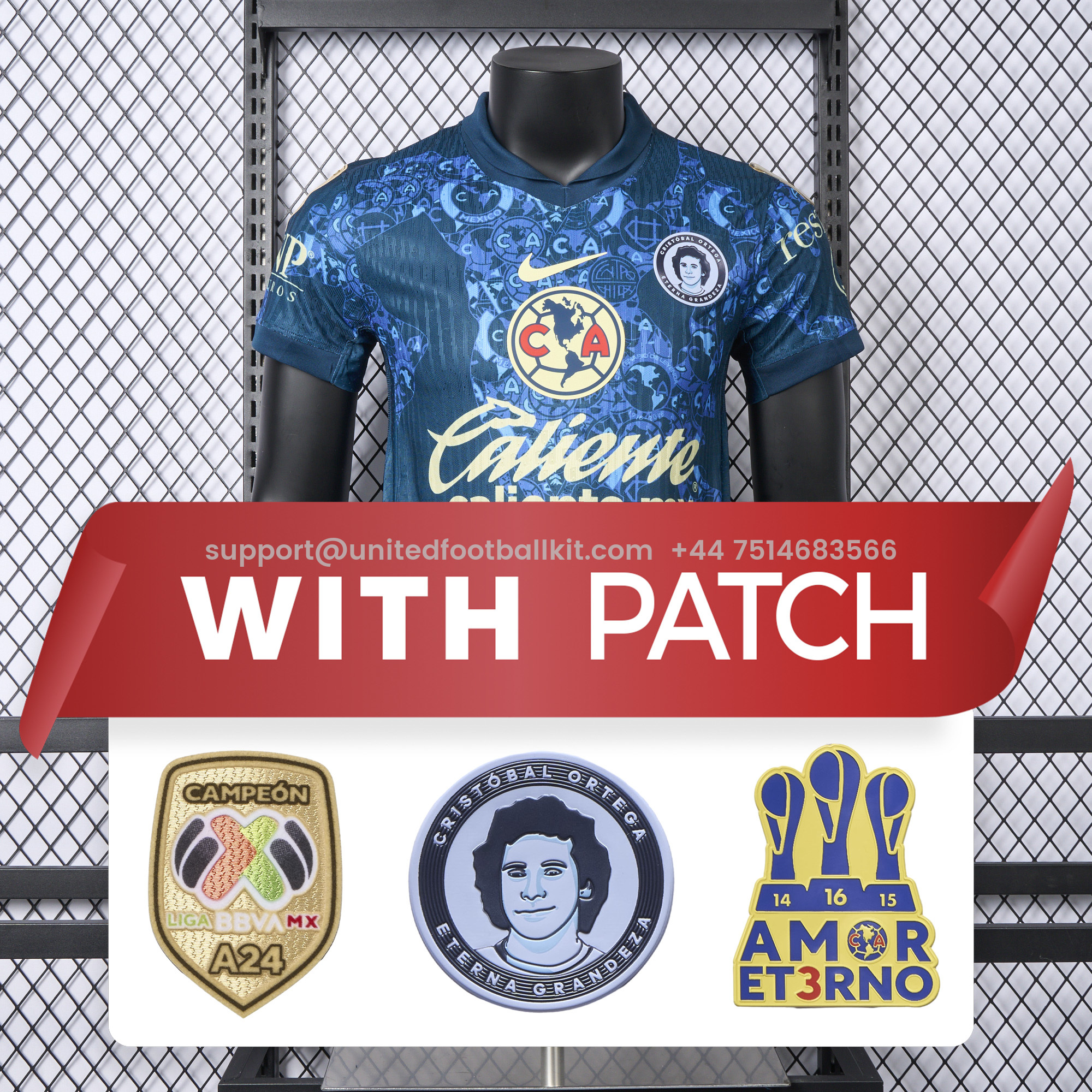 Unitedfootballkit.com | 【New Patches】Club América 24-25 Away Jersey - Player Version -Customize Name, Number and Patch | Worldwide Shipping