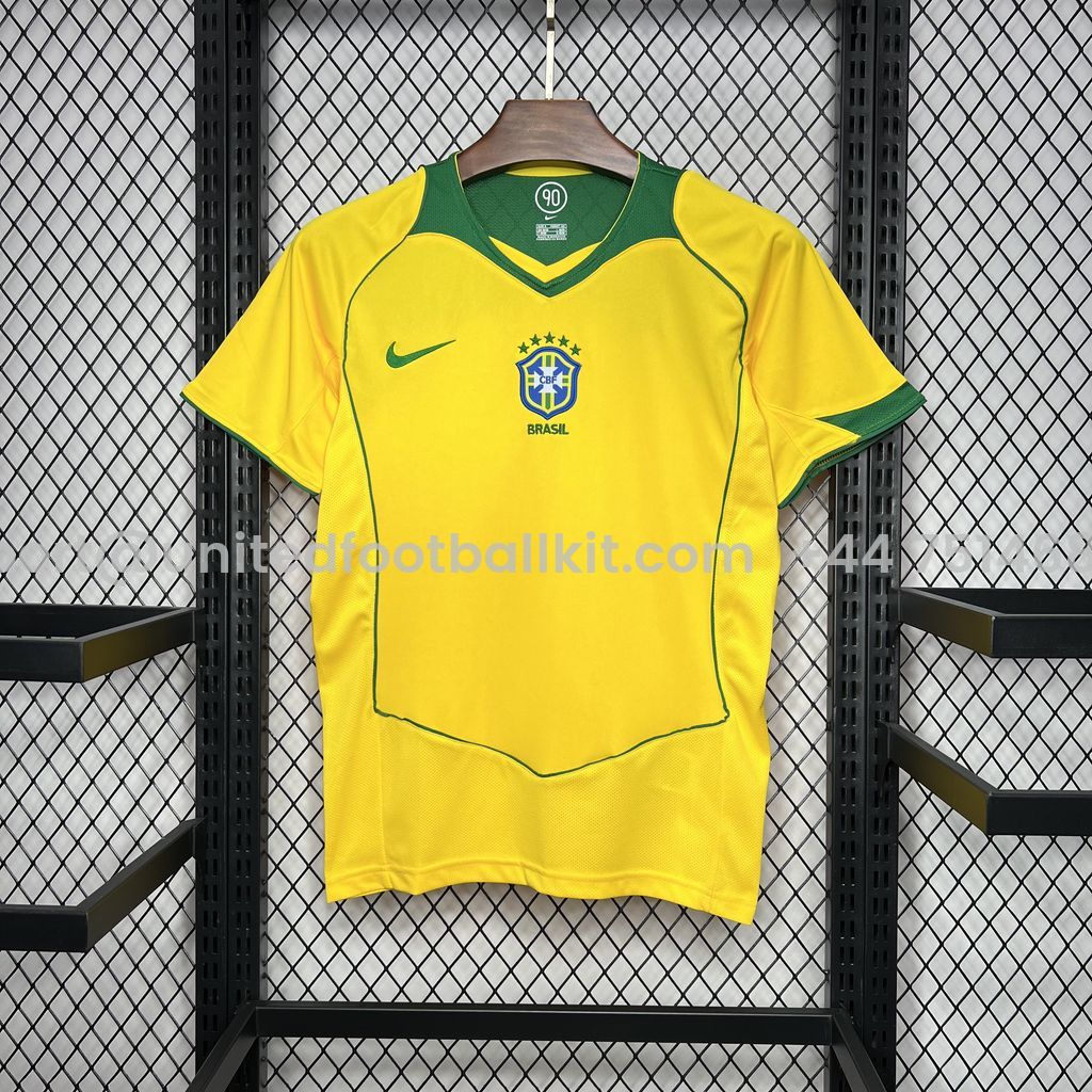 Unitedfootballkit.com | Retro Brazil 2004 Home Jersey -Customize Name, Number and Patch | Worldwide Shipping