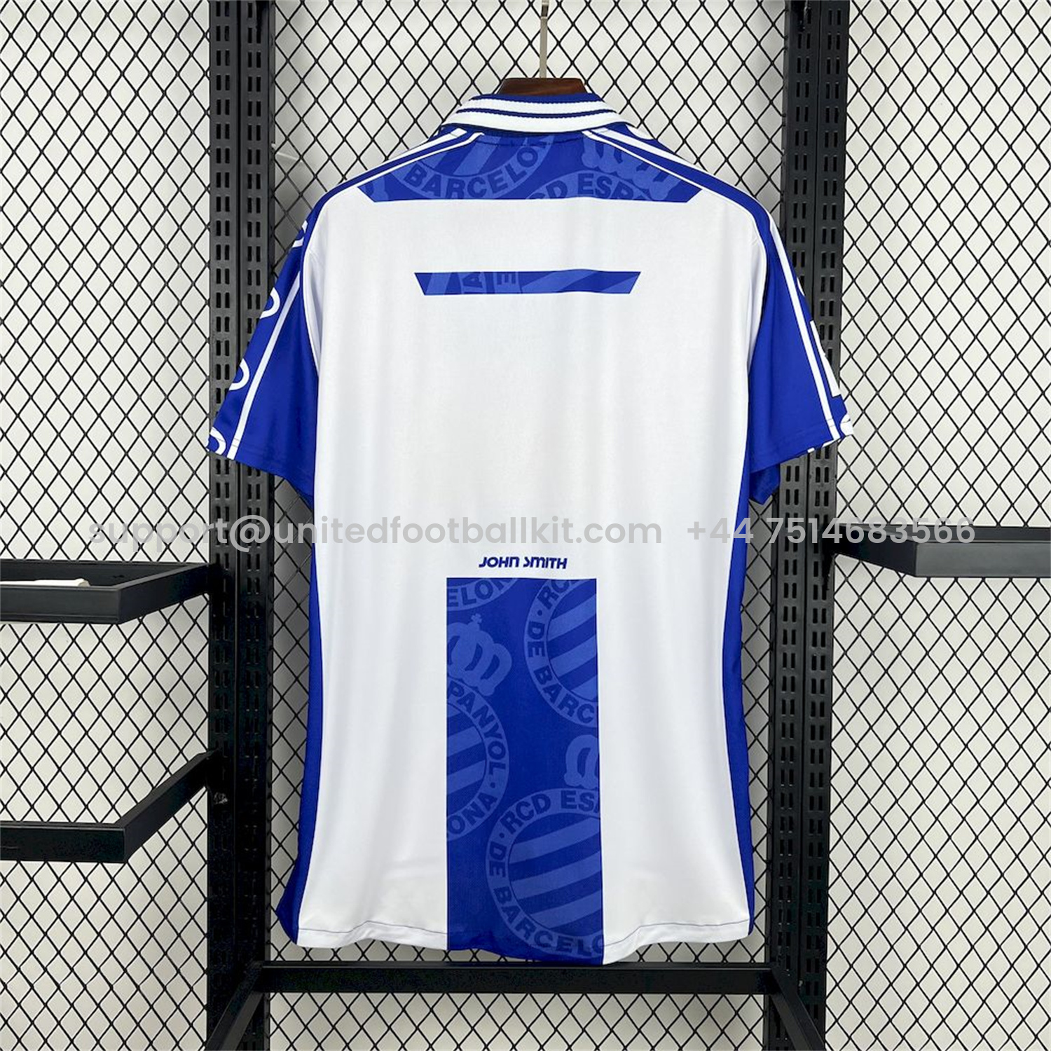 Unitedfootballkit.com | Retro RCD Espanyol 1999-00 Home Jersey -Customize Name, Number and Patch | Worldwide Shipping