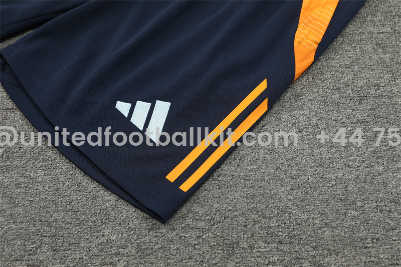Unitedfootballkit.com | Real Madrid 24-25 Short-Sleeve Training Set - White & Deep Blue -Customize Name, Number and Patch | Worldwide Shipping