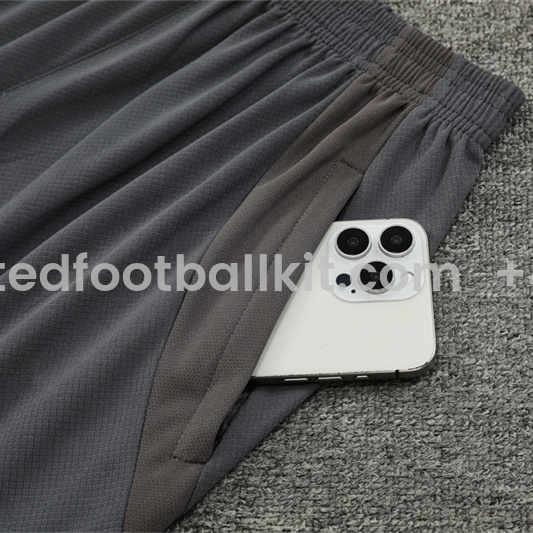 Unitedfootballkit.com | Real Madrid 24-25 Short-Sleeve Training Set - Deep Grey -Customize Name, Number and Patch | Worldwide Shipping