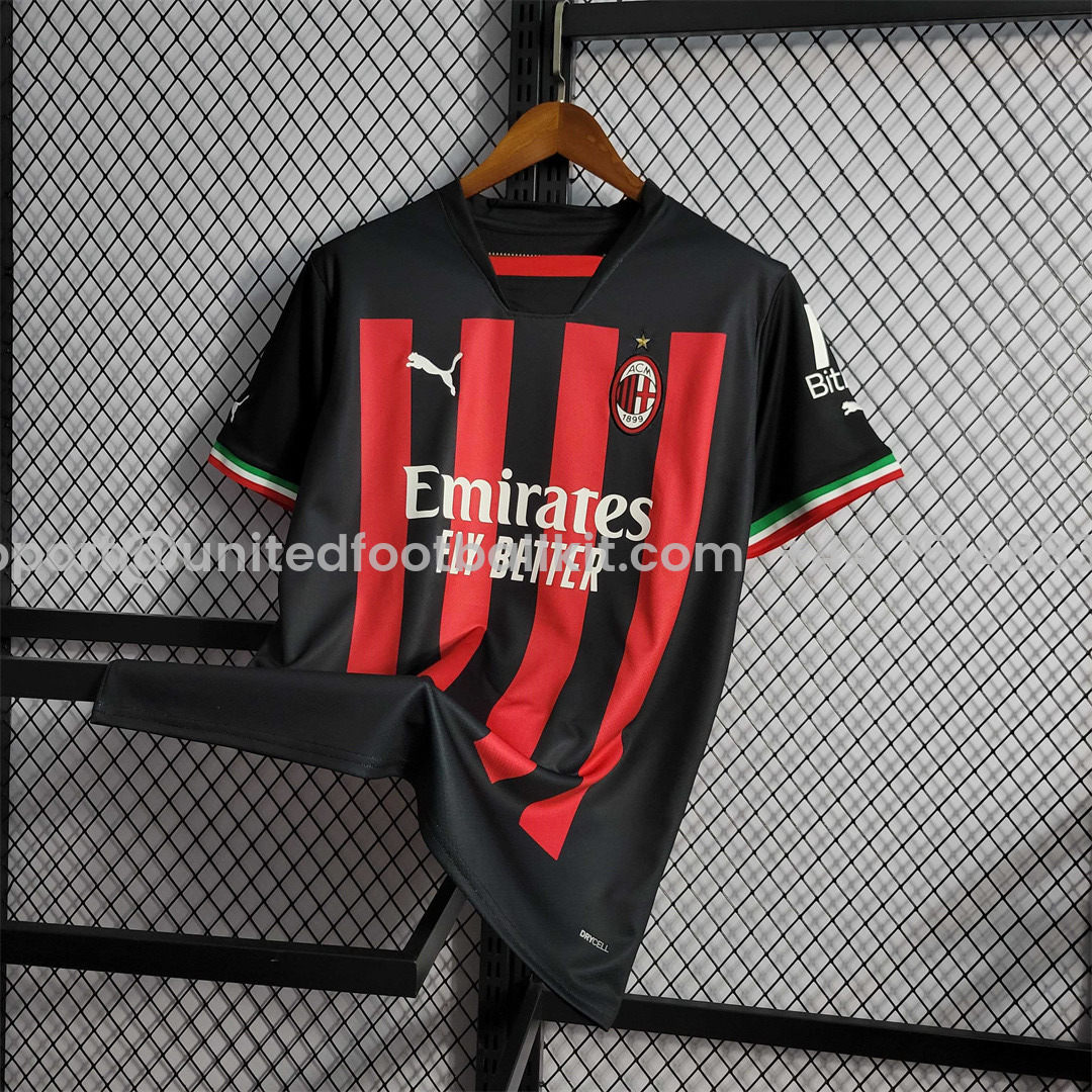 Unitedfootballkit.com | 22-23 AC Milan Home Jersey - Fans Version -Customize Name, Number and Patch | Worldwide Shipping